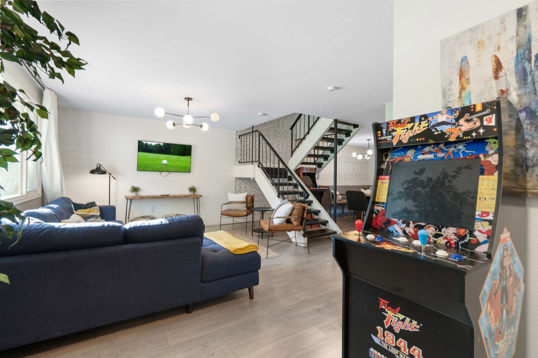 Chic 4BR Home with Hot Tub, Fire Pit, Arcade
