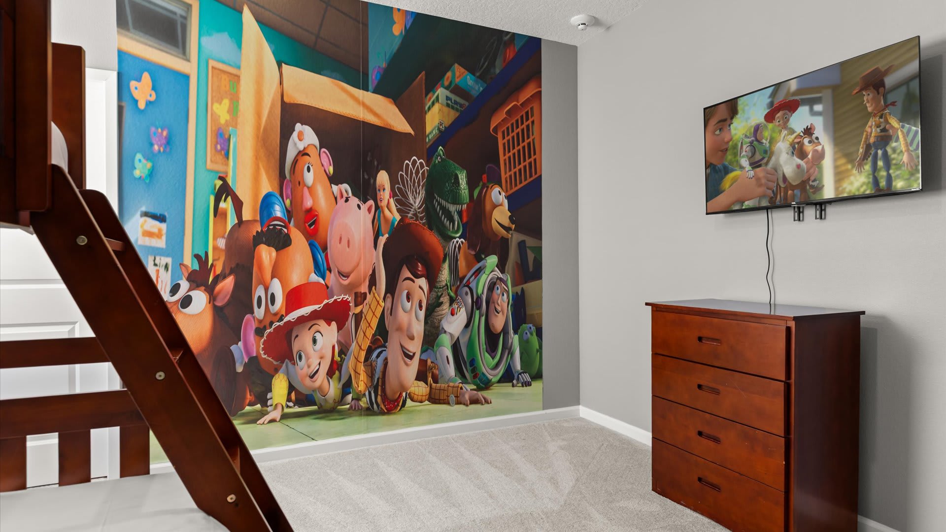 Bedroom 11 – Toy Story Themed Room: Fun and playful room featuring Toy Story characters, bunk beds, and vibrant decor your kids will absolutely love!