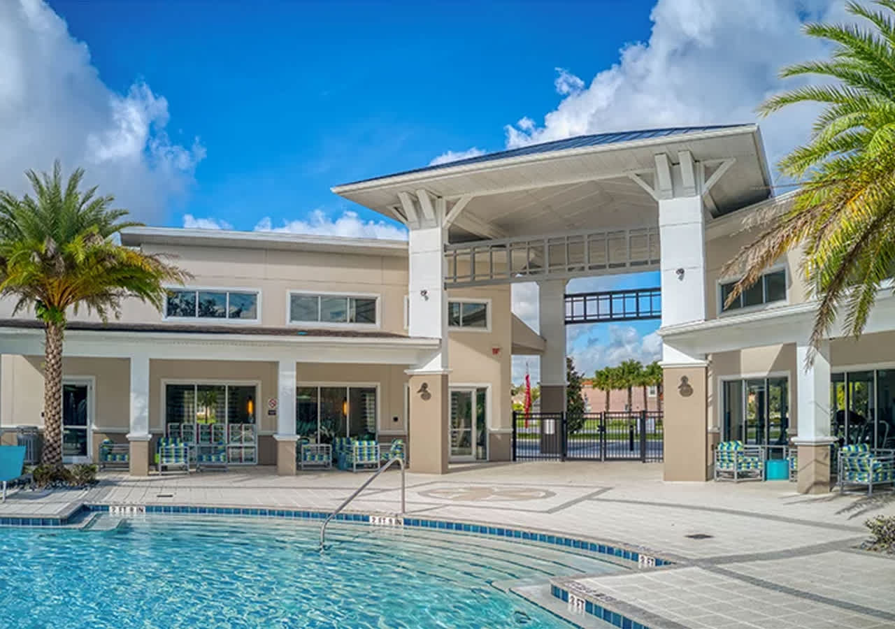 Communal Resort Swimming Pool with Sun Loungers
