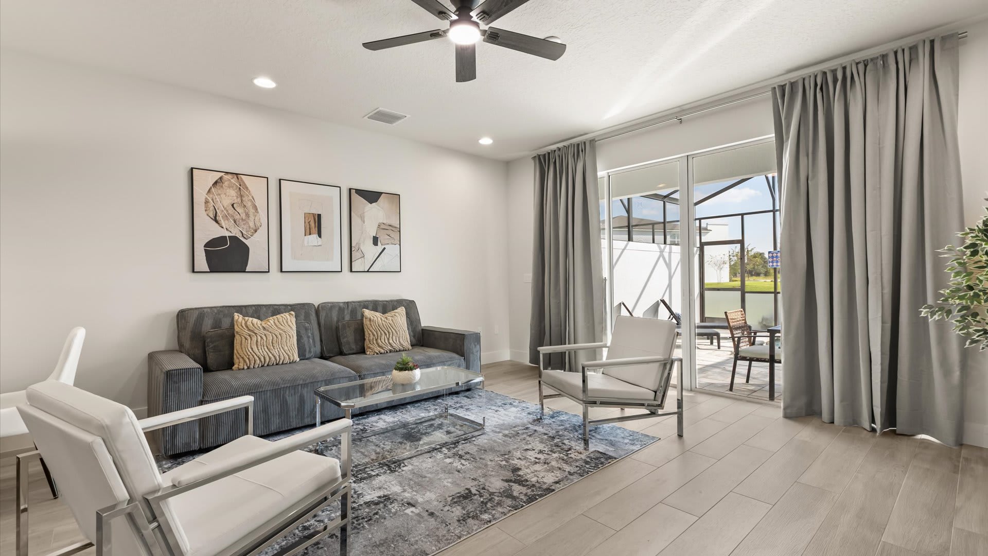 Stunning living room with modern furnishings and smart TV