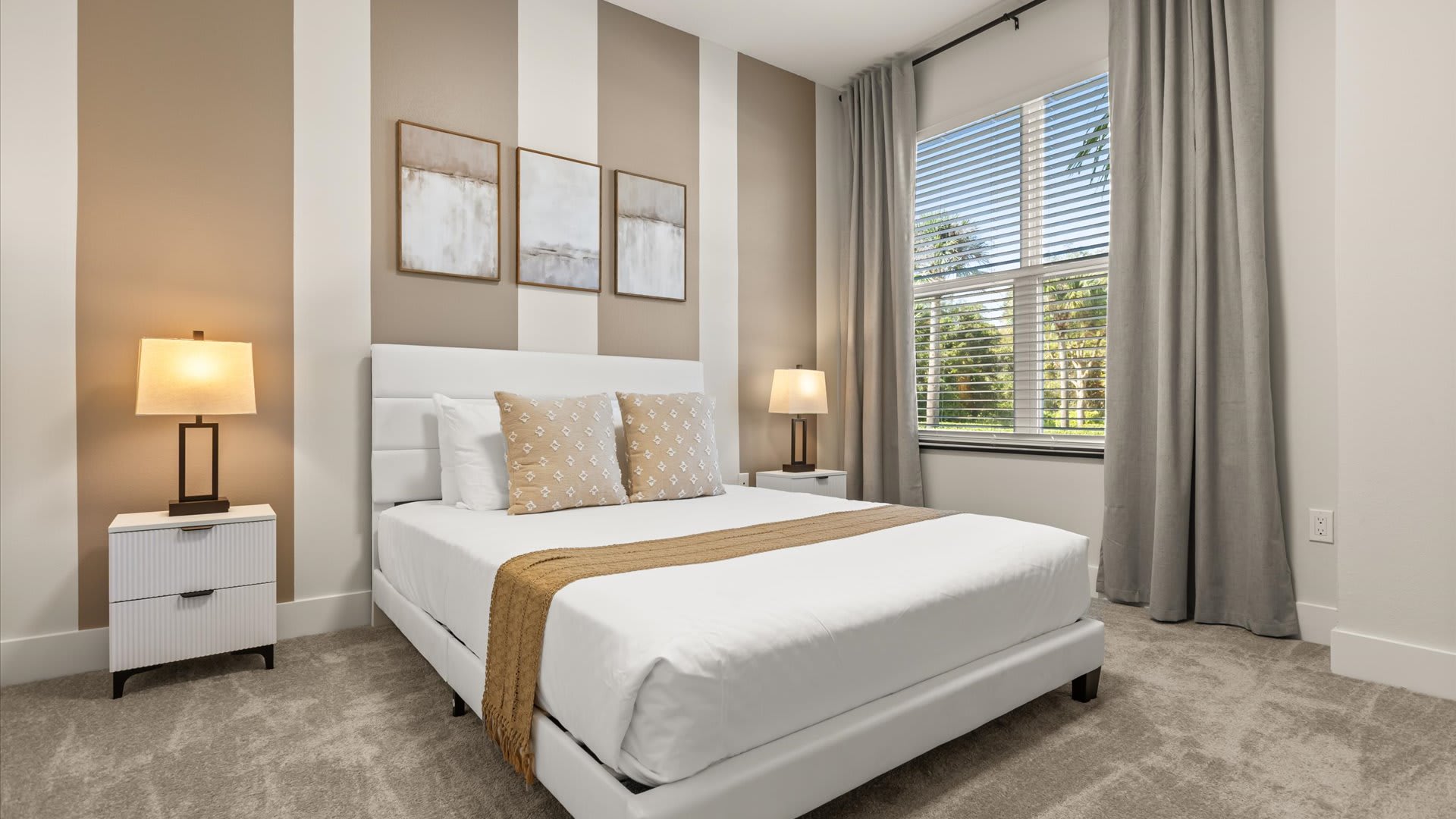 Peaceful Queen Bedroom with neutral tones and en-suite bathroom 