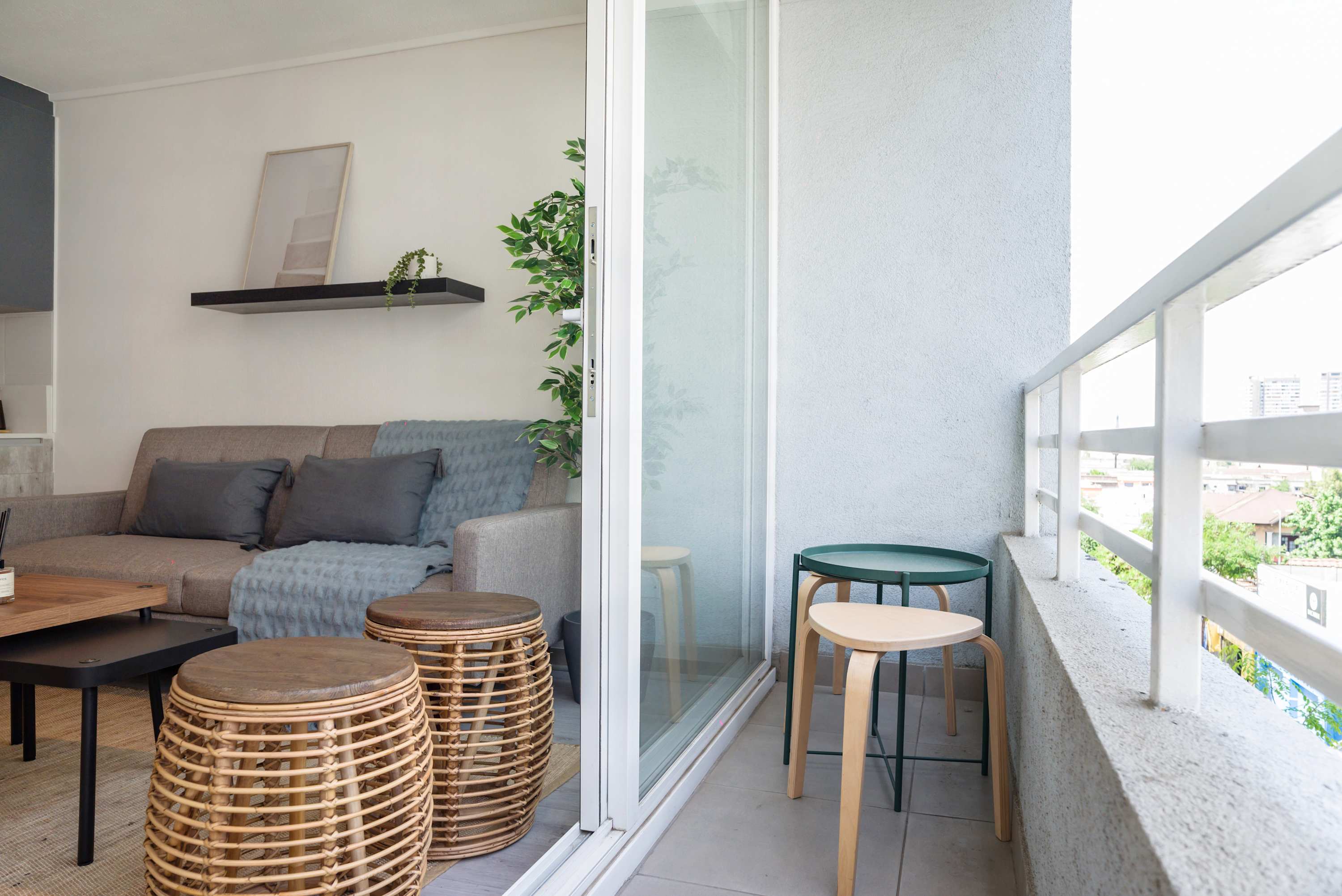 Relax on the cozy balcony with a view, perfect for morning coffee or evening relaxation.