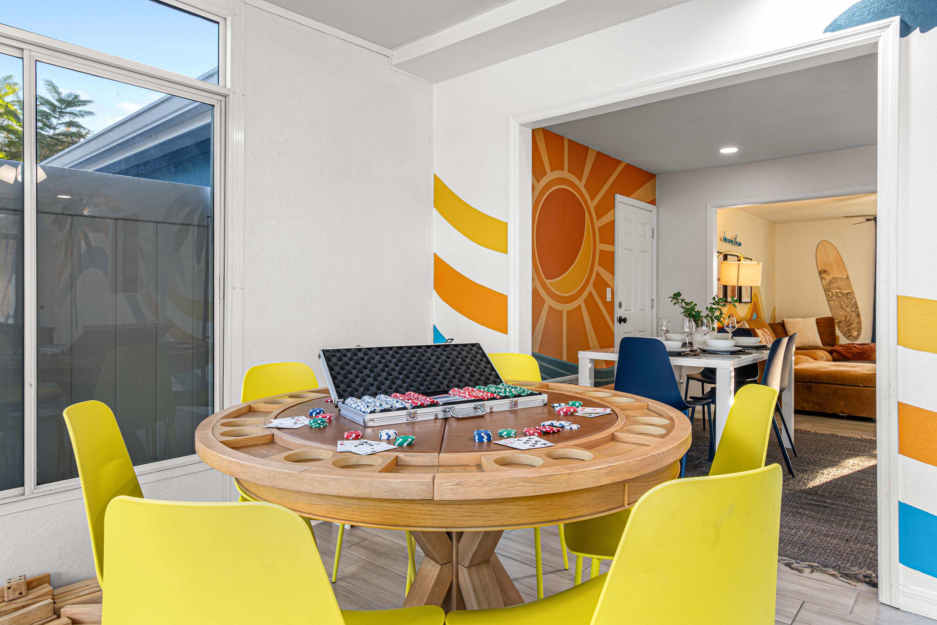 Poker table with the chips