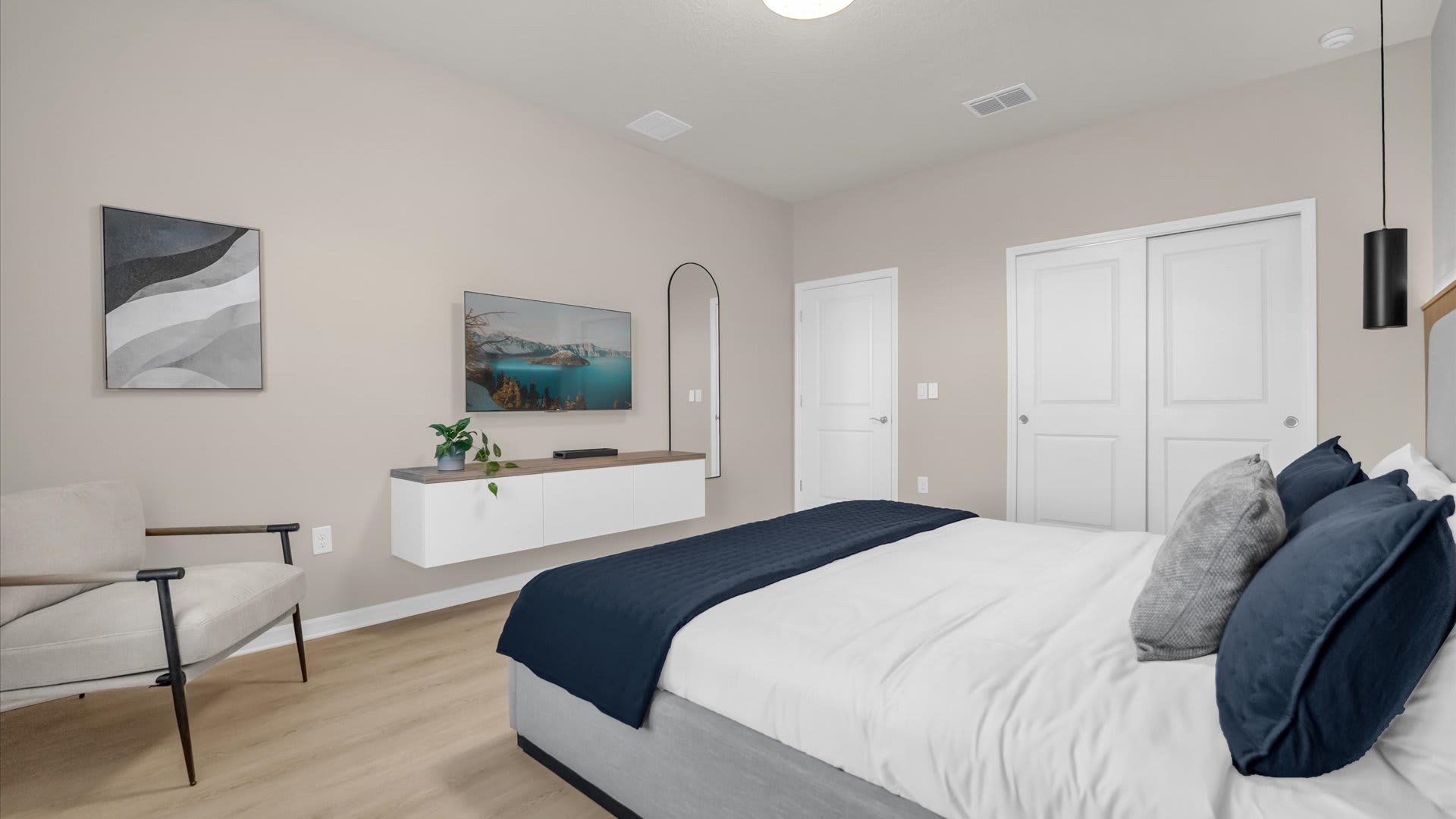 Spacious King Bedroom suite with en-suite bathroom, contemporary decor and a smart TV