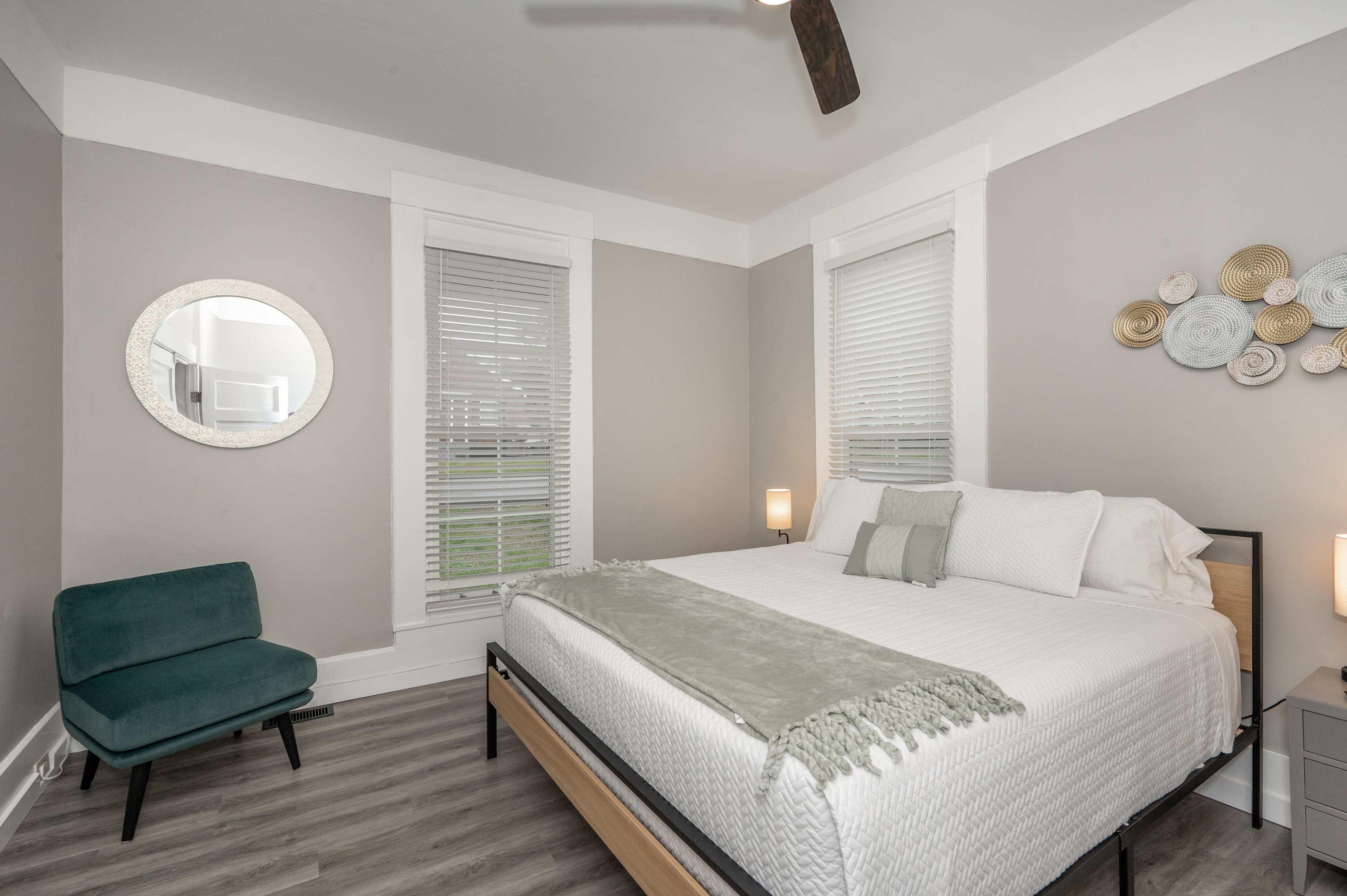 Recharge in this main-floor bedroom retreat, featuring a king bed & smart TV​