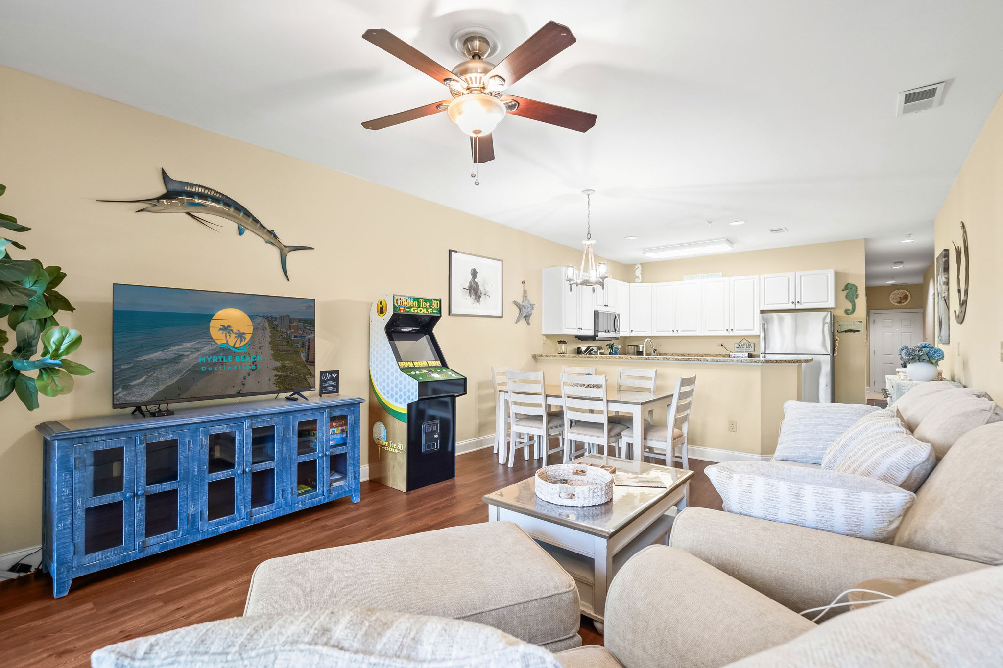 Living area with arcade game