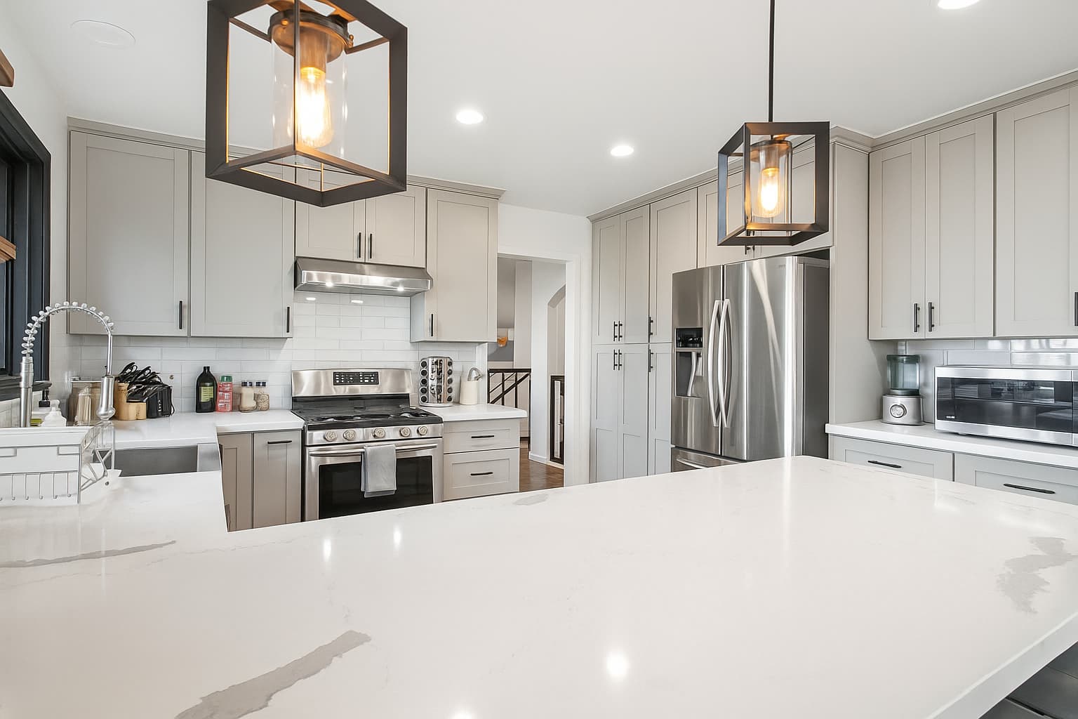 Well-lit kitchen with plenty of counter space