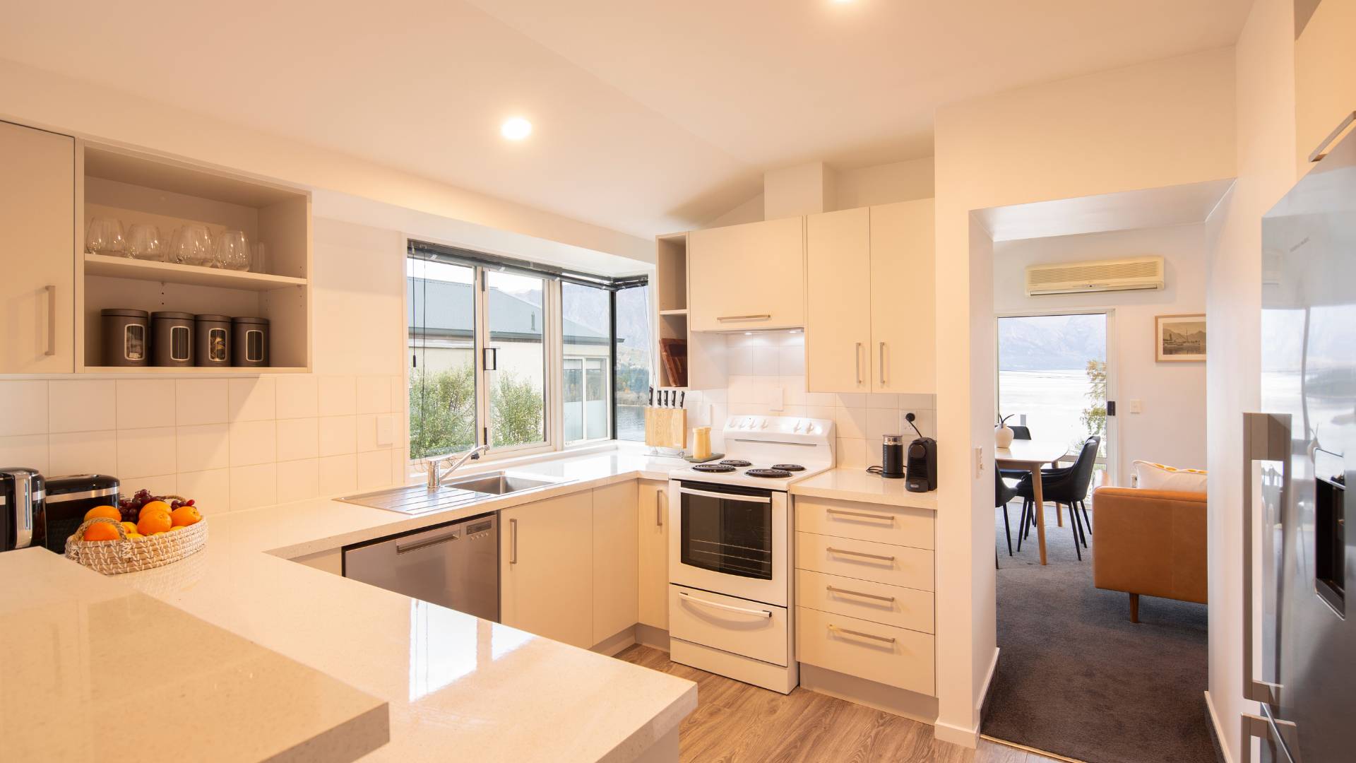 Spacious and well-equipped kitchen for self-contained accommodation in Queenstown, NZ