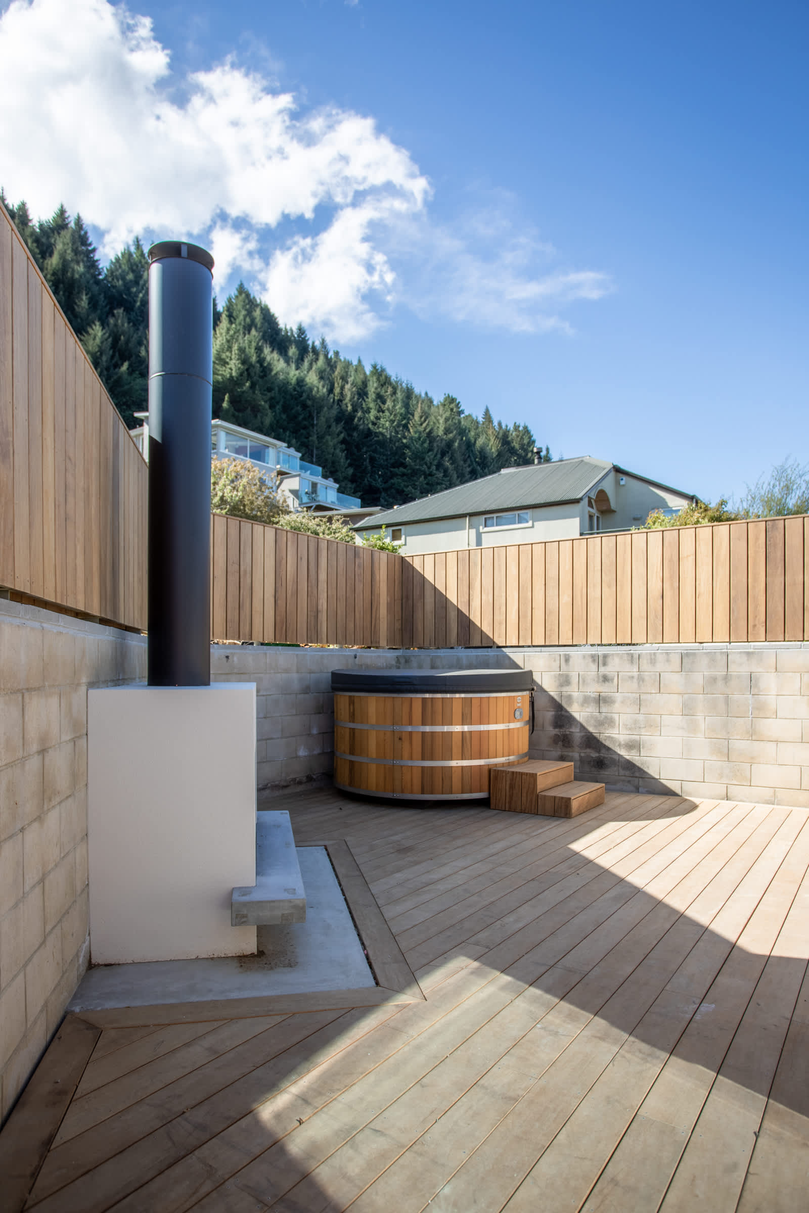 Your Queenstown accommodation with spa and an outdoor fireplace