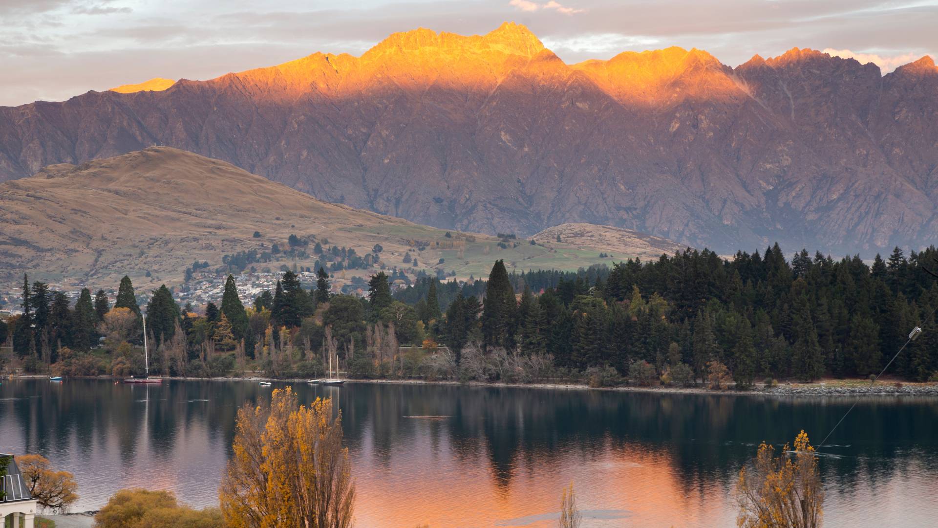 Dazzling view from the balcony overlooking Queenstown Lake and the mountains
