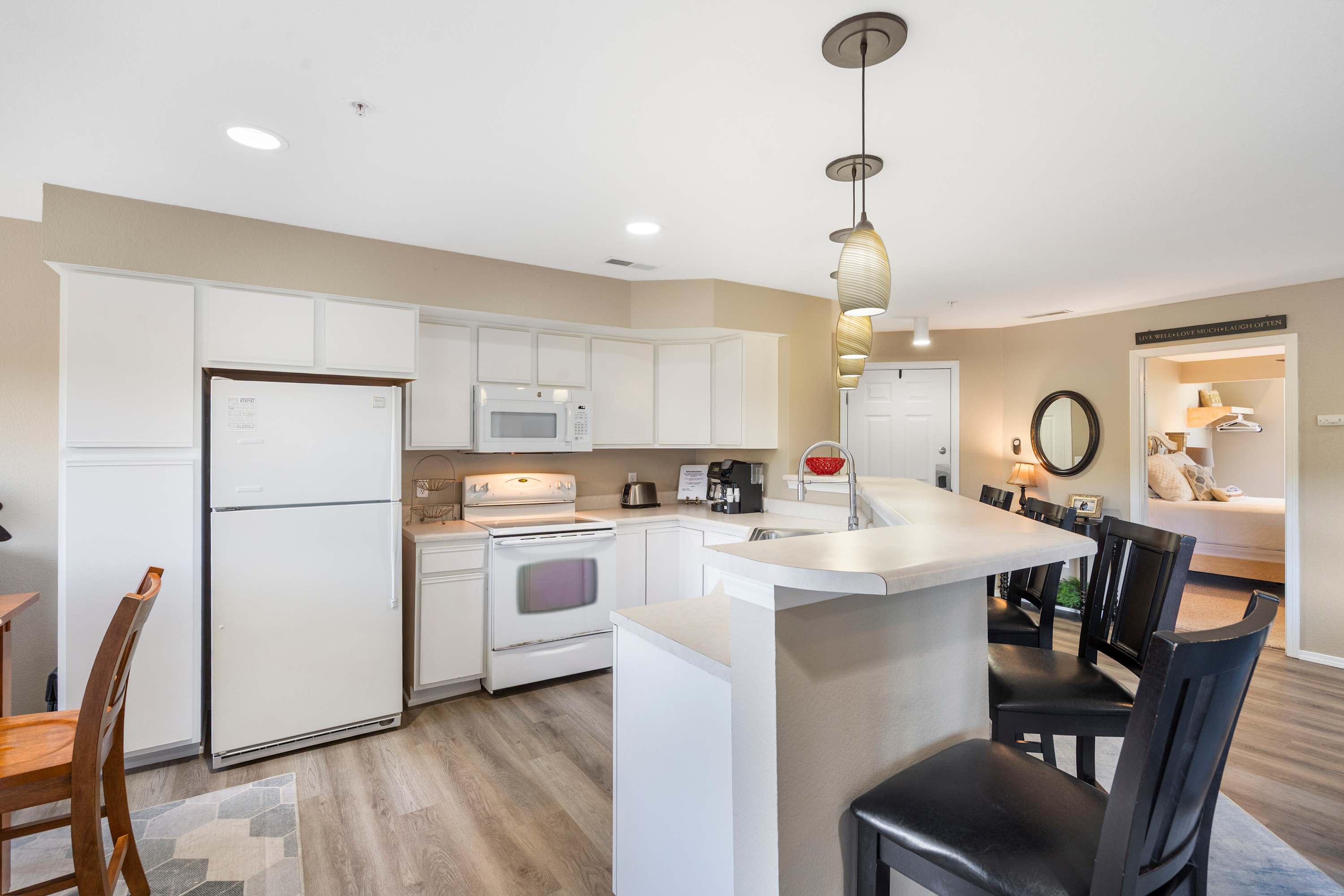 The open kitchen is well equipped for an unforgettable getaway​