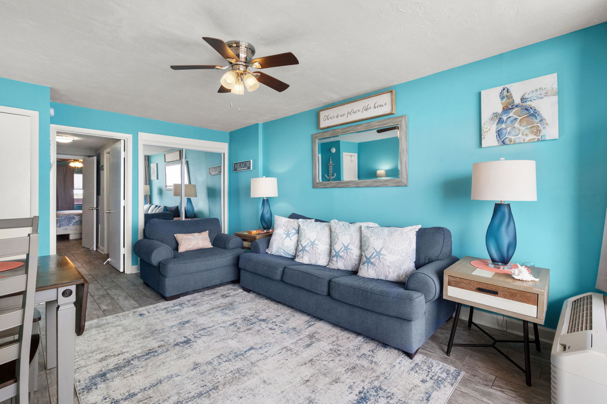 Comfortable living space with a sleeper sofa