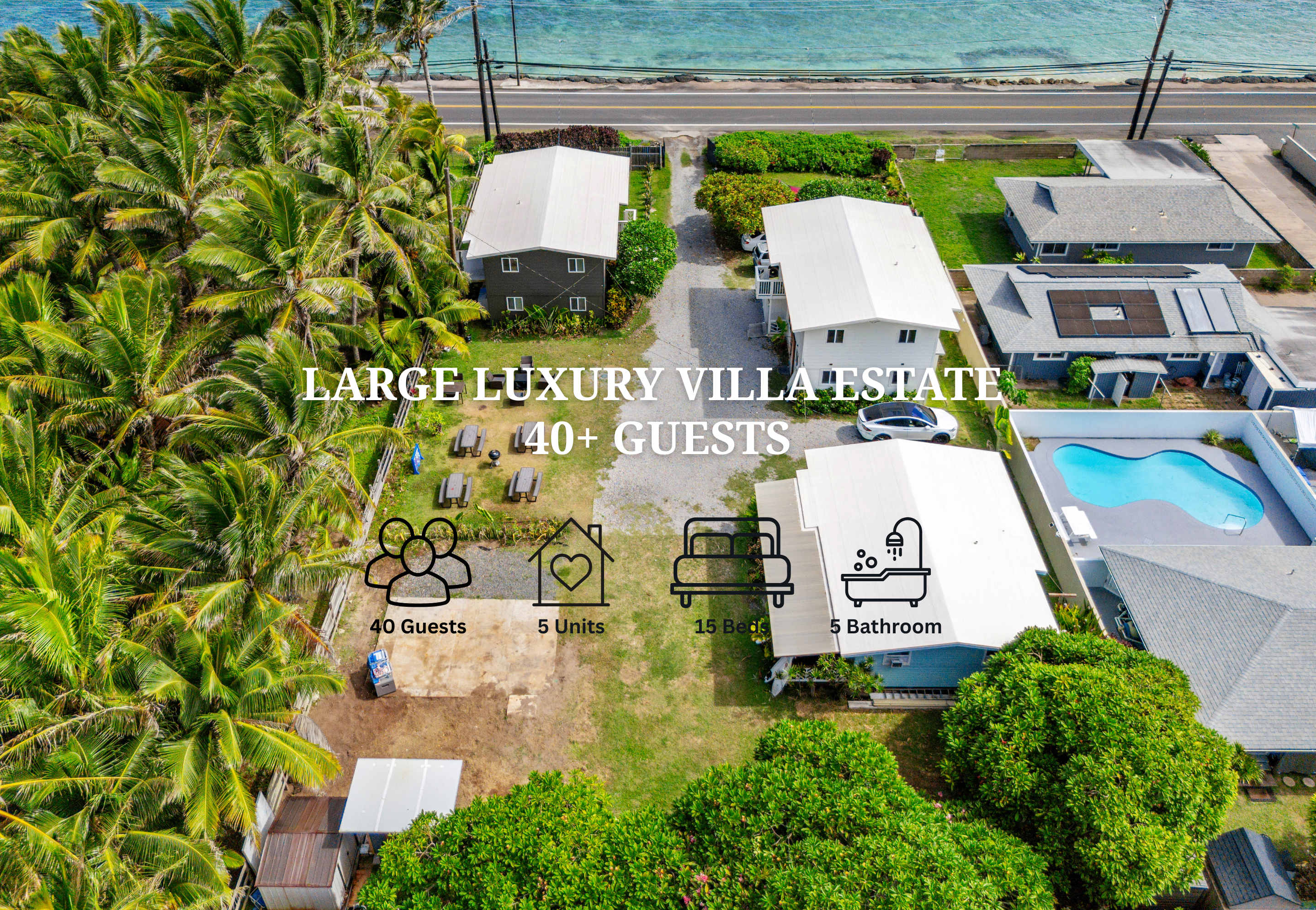 Large Luxury Villa Estate 40 guests — Hauula, HI — vacation rental