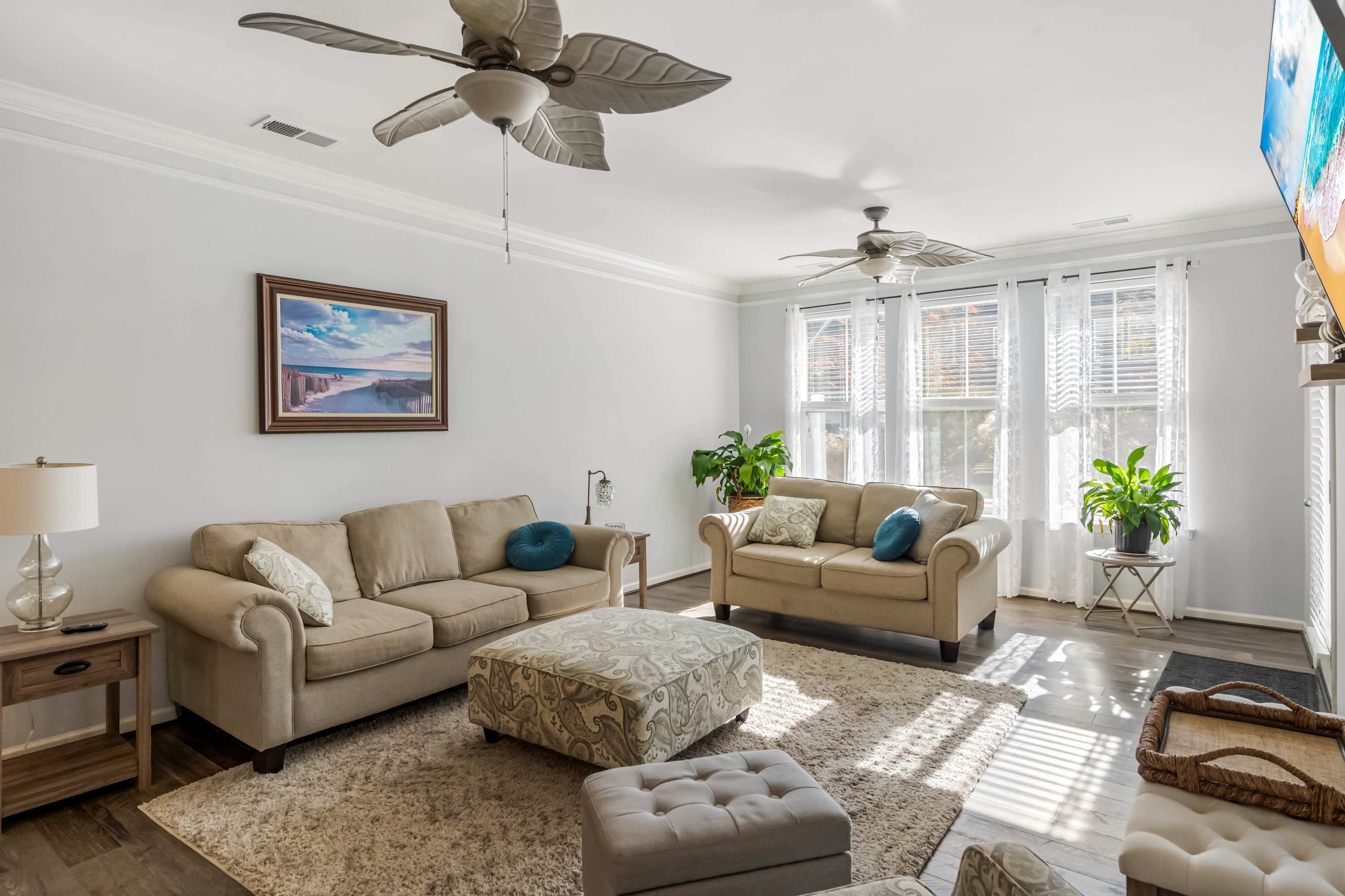 Bright living area with Smart TV