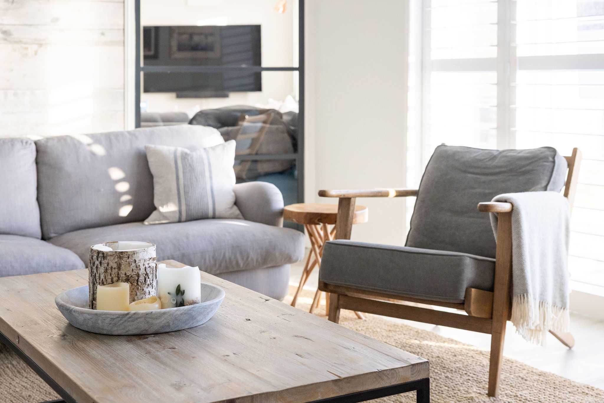 Stylish seating area with coastal decor.