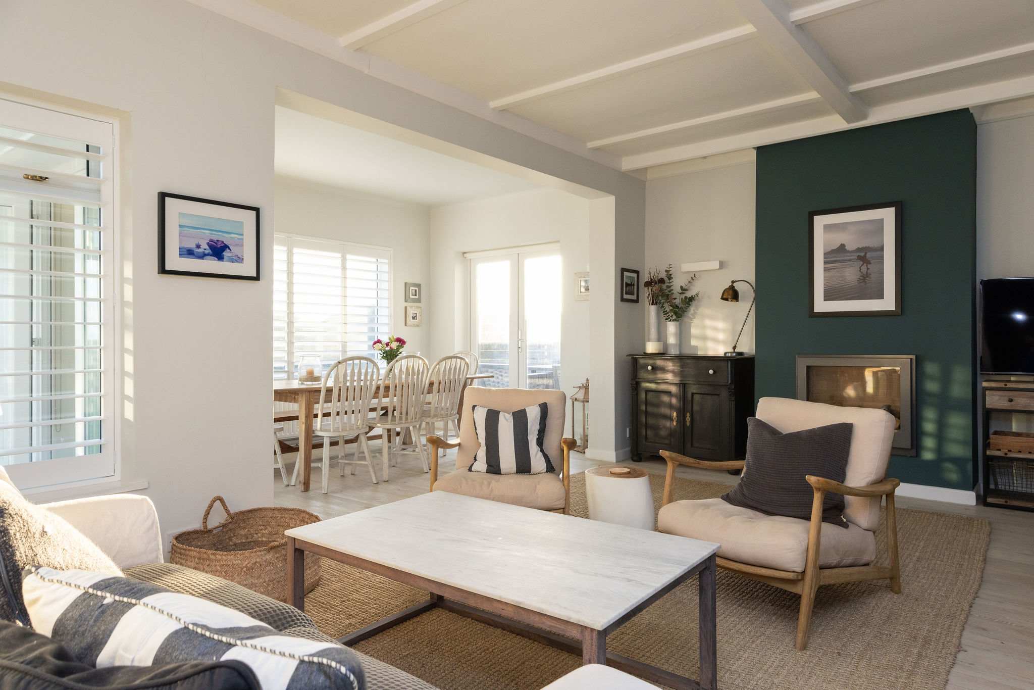 The small family lounge has a smart TV & fireplace.