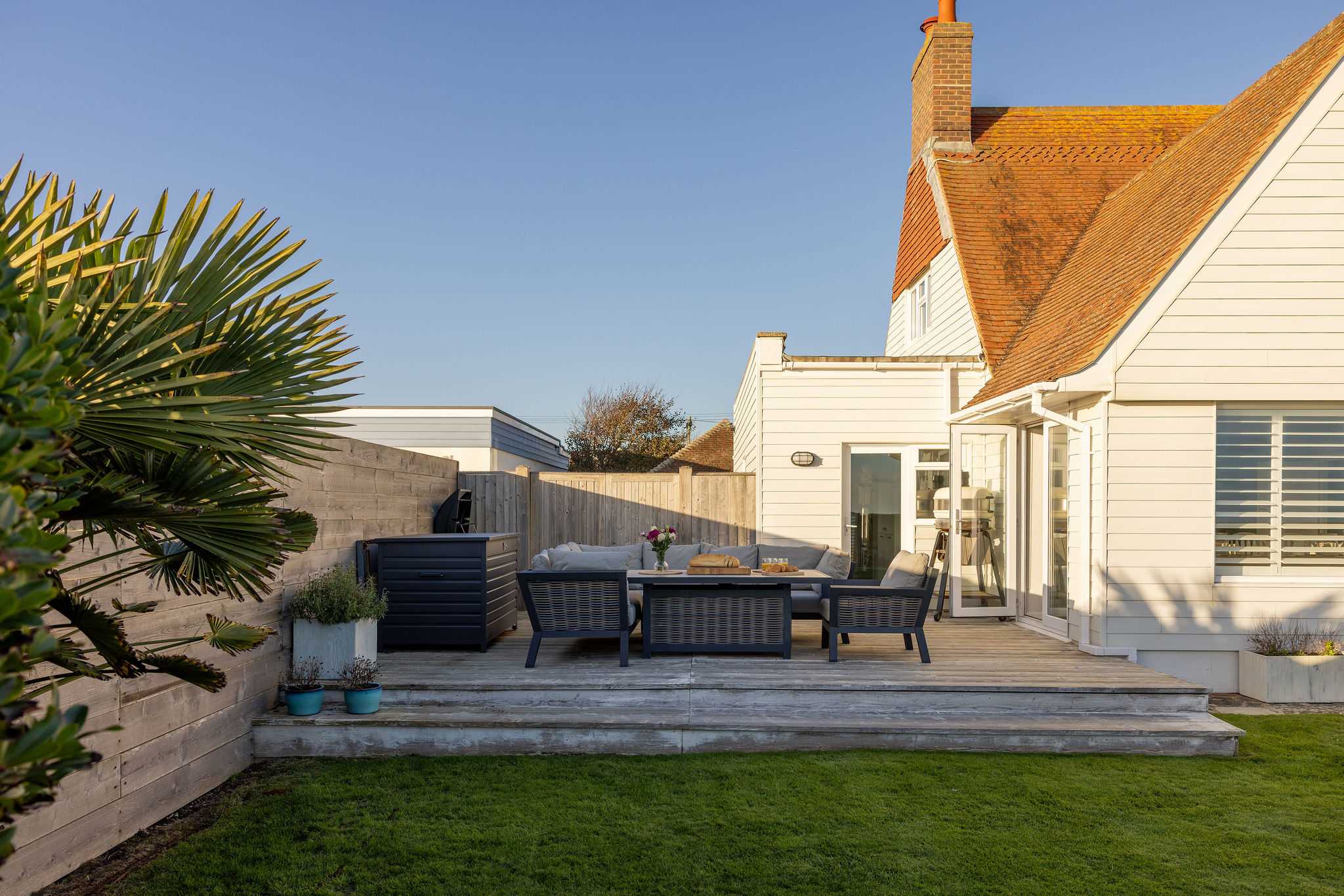 Large sun deck for alfresco dining.