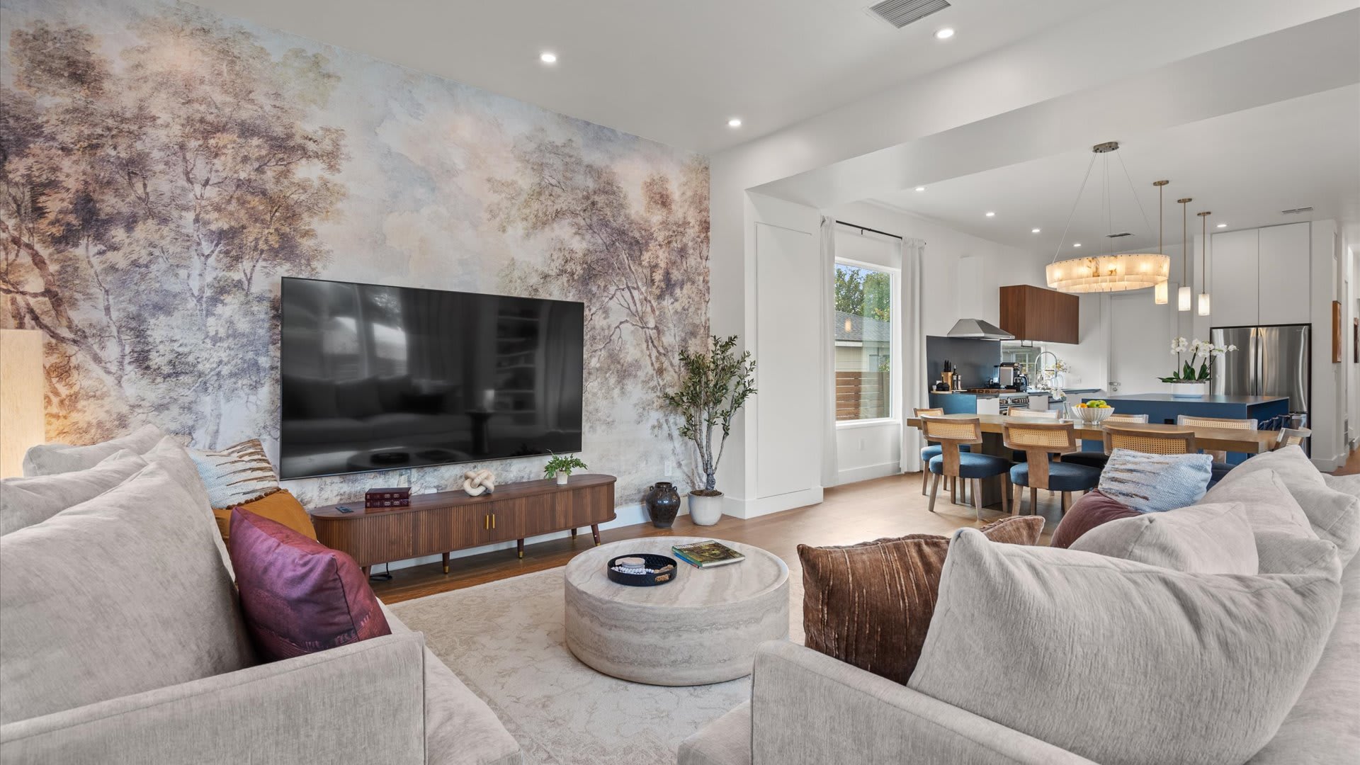 Stunning living room with smart TV and modern finishes