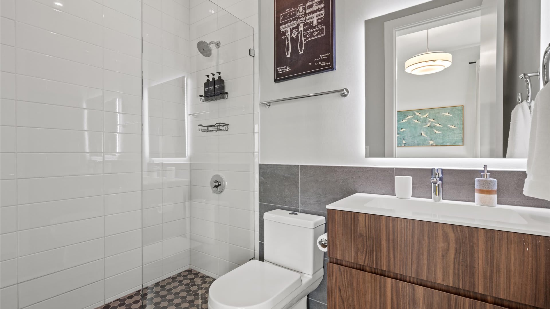 Spa-style bathroom with spacious walk-in shower