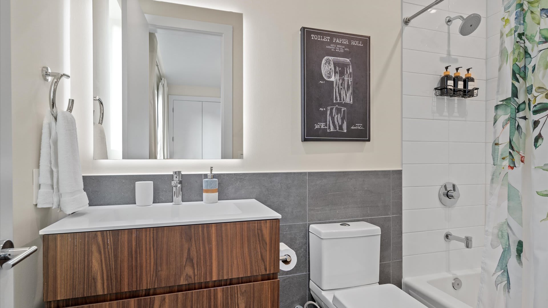 En-suite bathroom with modern vanity and shower