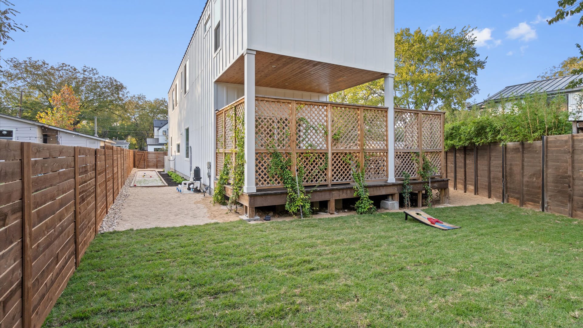 Outdoor backyard area perfect for daytime entertainment 