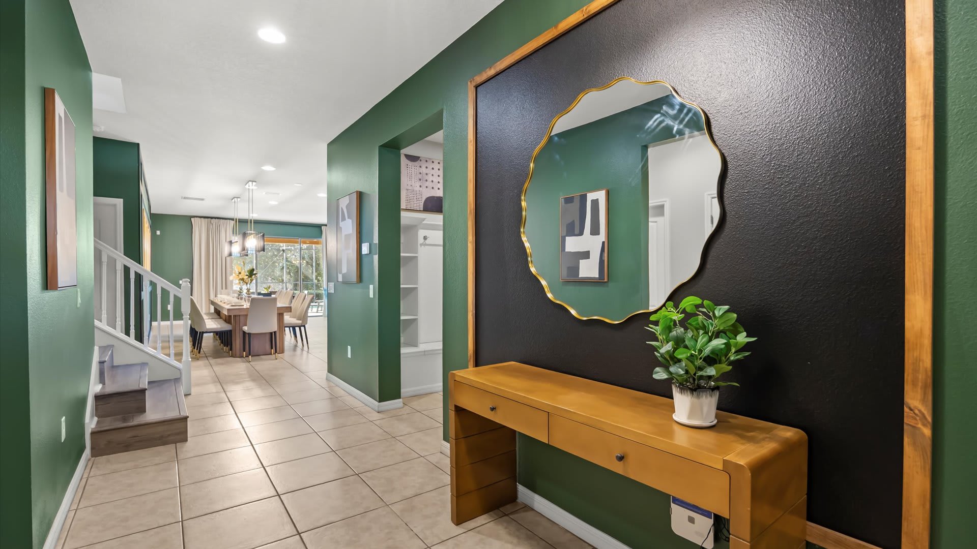 Contemporary Entryway – A warm welcome with modern art and stylish details.
