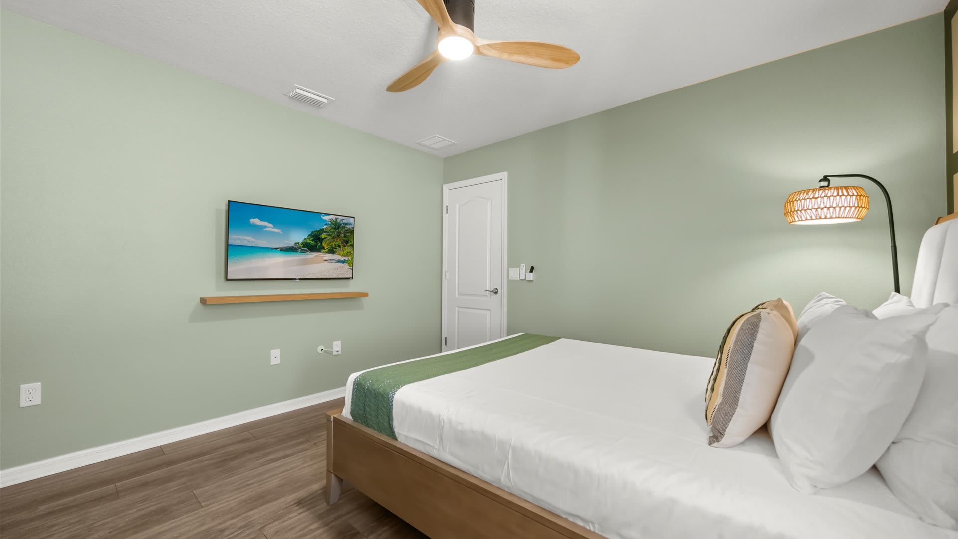 Peaceful Queen Bedroom with Smart TV