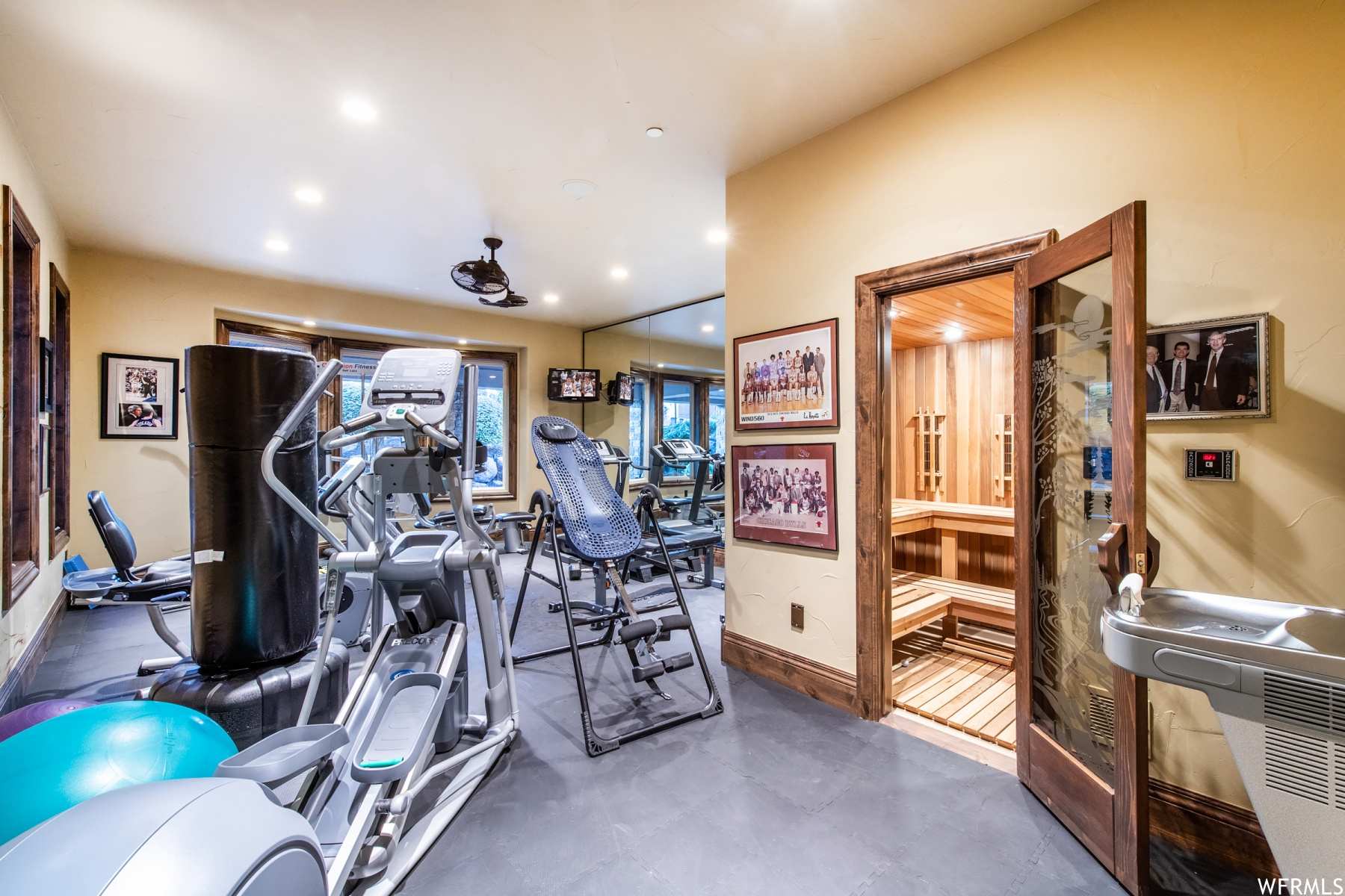 Awesome home gym and sauna!