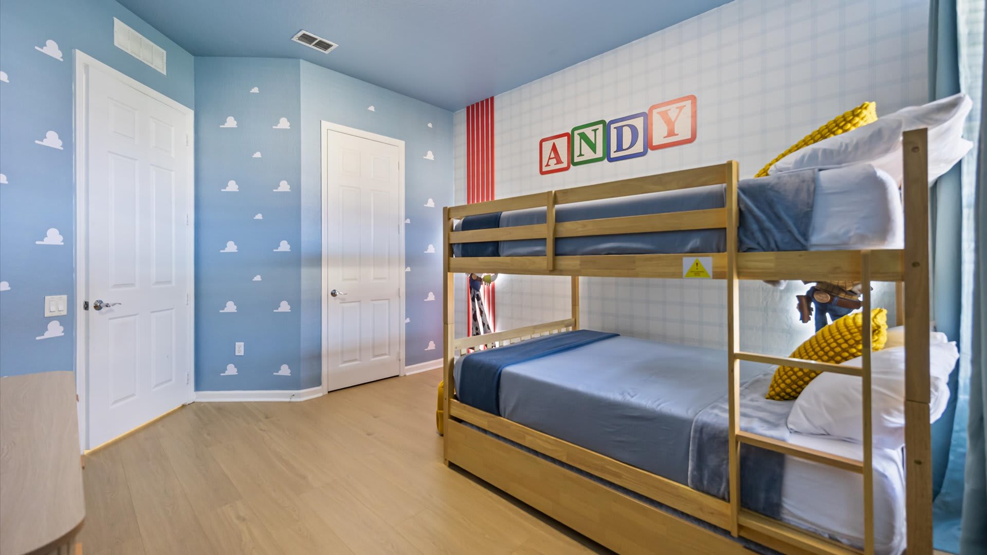 Toy Story themed kids room with bunk beds