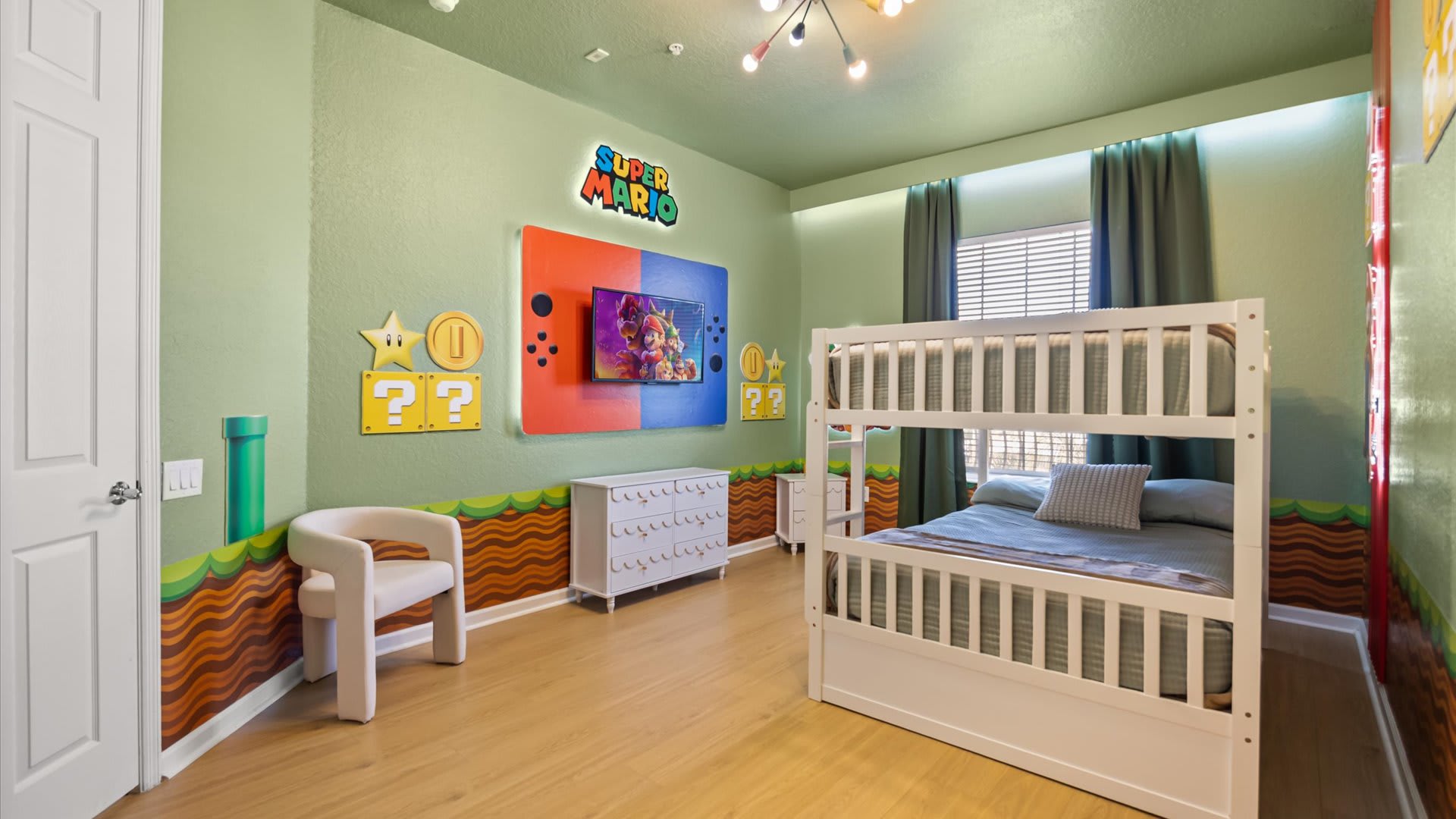 Playful Super Mario-themed kids bedroom