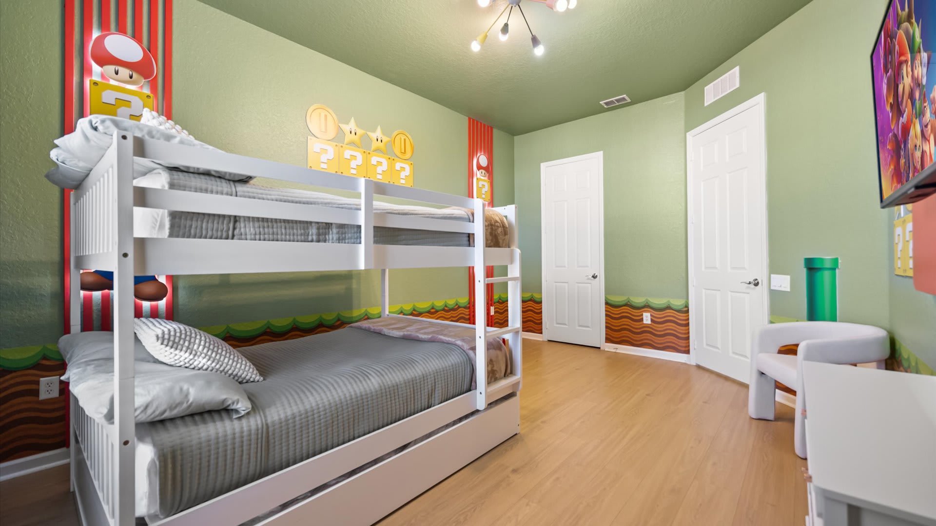 Playful Super Mario-themed kids bedroom
