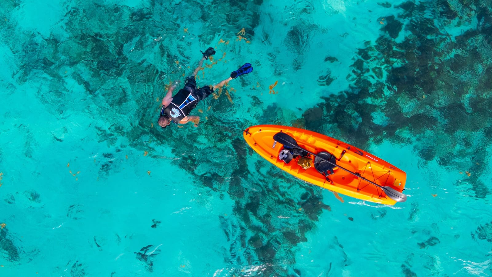 Enjoy our kayaks and glide across the crystal-clear, turquoise sea — a peaceful and unforgettable moment on the water.