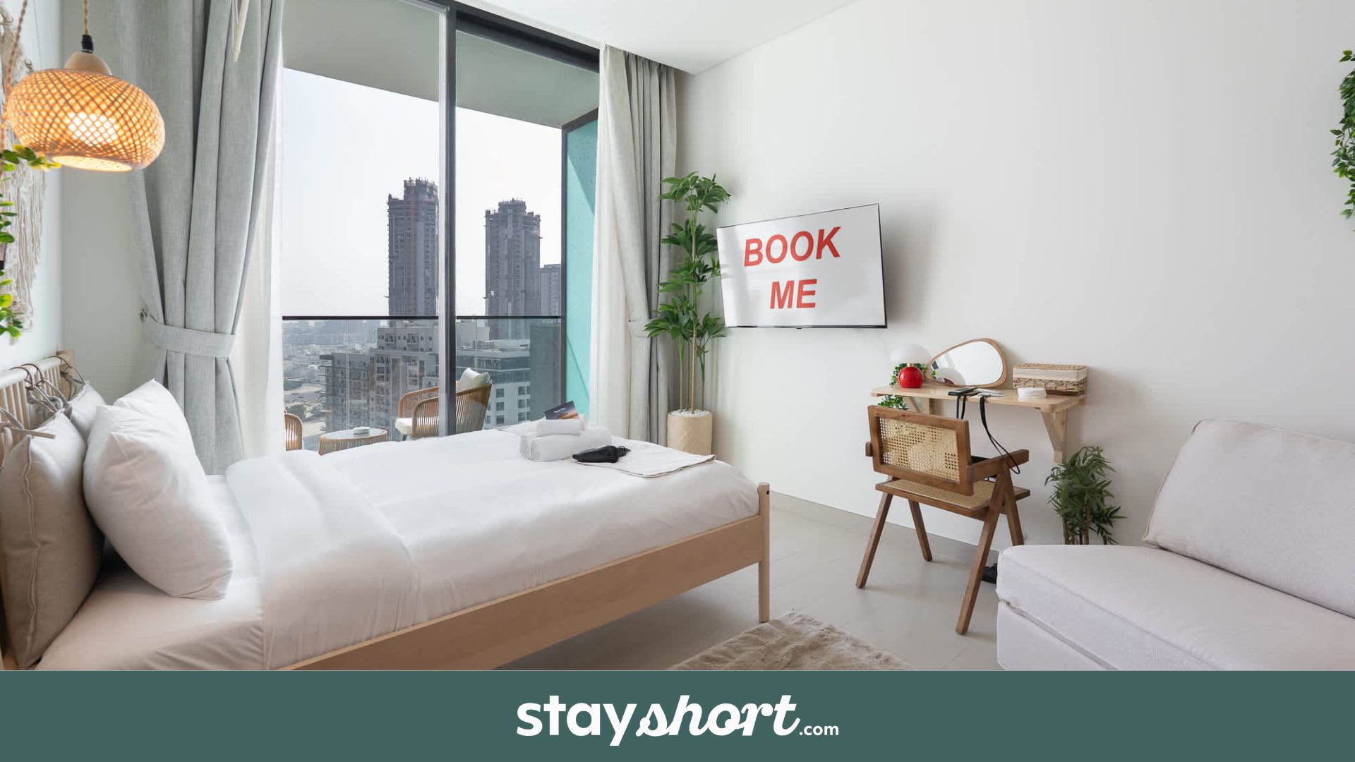 Free housekeeping visits during your stay - StayShort - Stylish Boho Studio in JVC Dubai Staycation, Sleeps 2 — JVC, Dubai — vacation rental