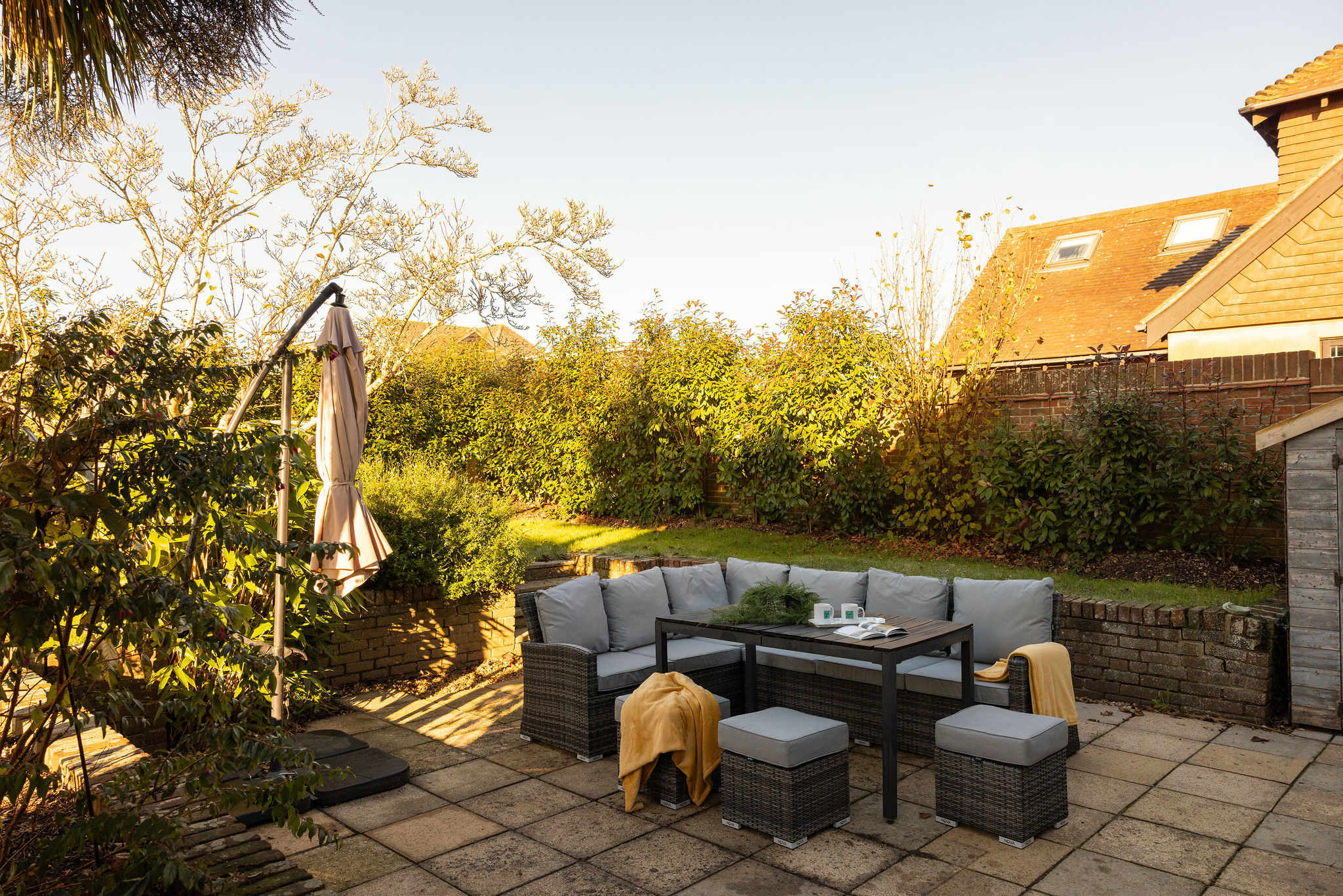 Step outside into the rear garden