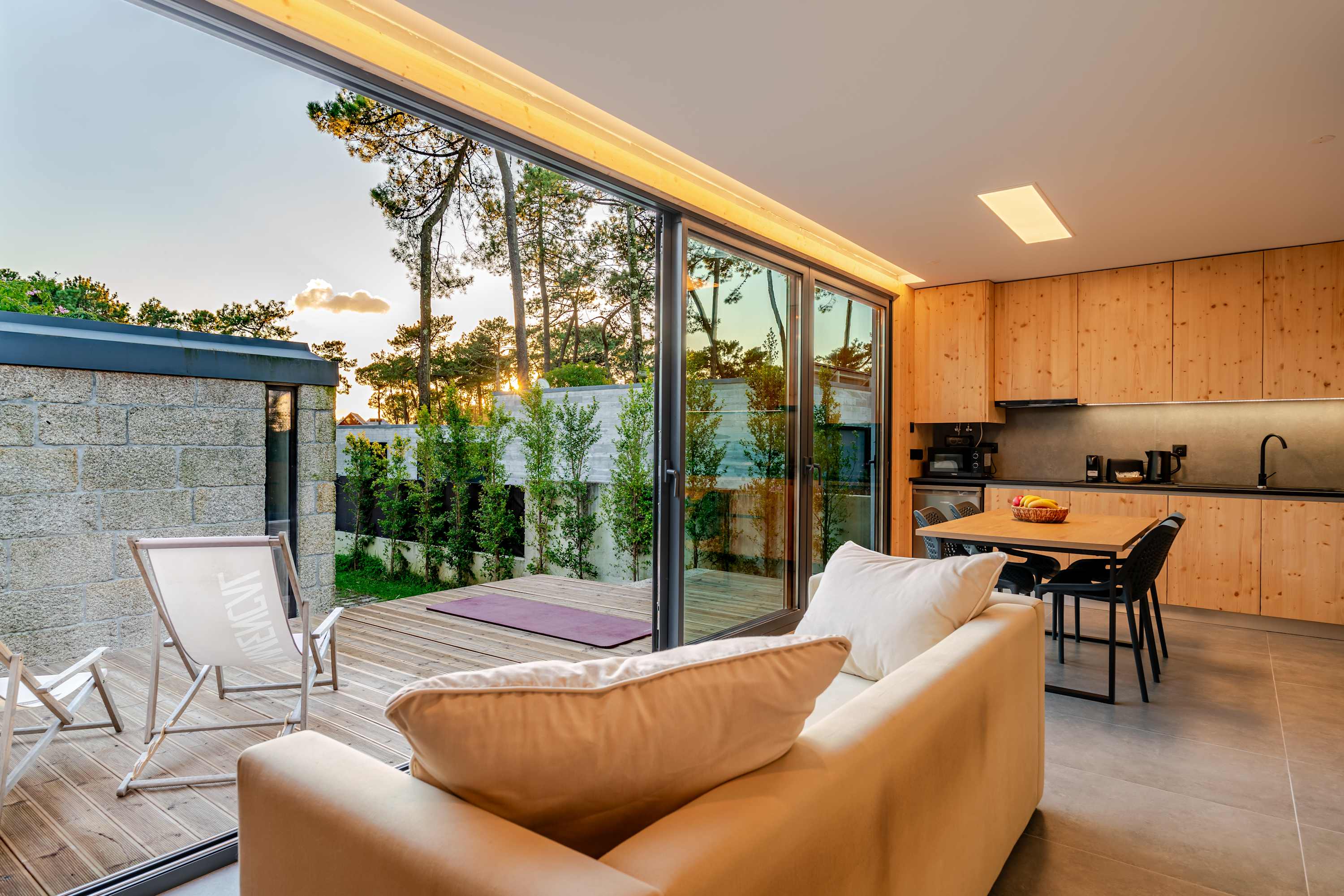 Modern Studio with Sunlit Deck by HostWise
