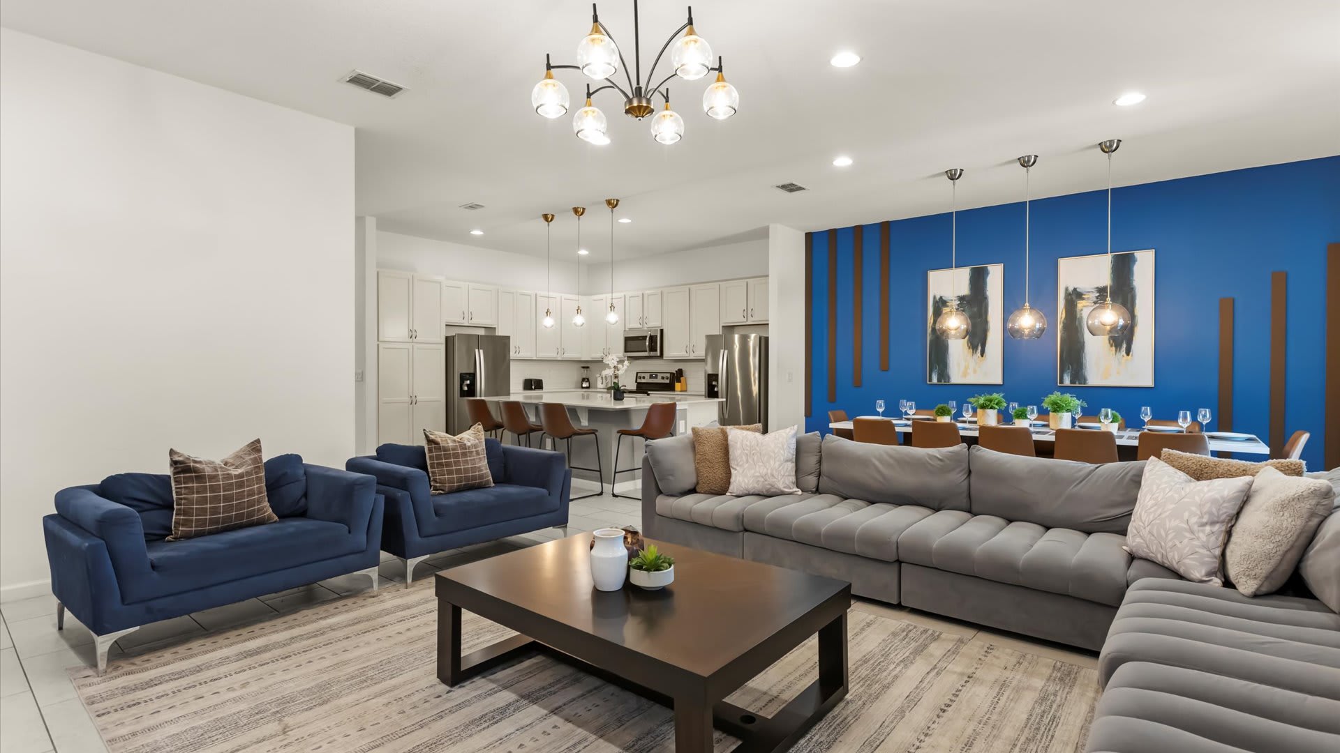 Elegant living room with modern décor and comfortable seating.