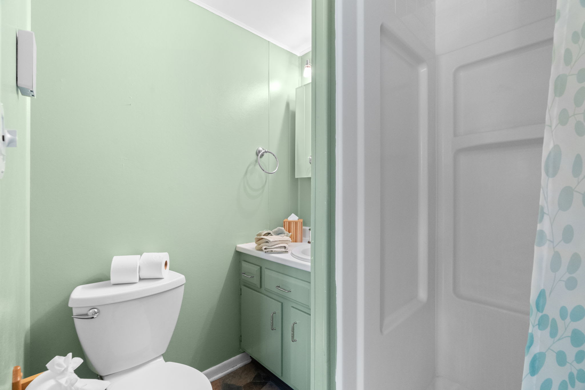 Second full bathroom with sink and toilet at Lake Naomi Pocono cabin retreat