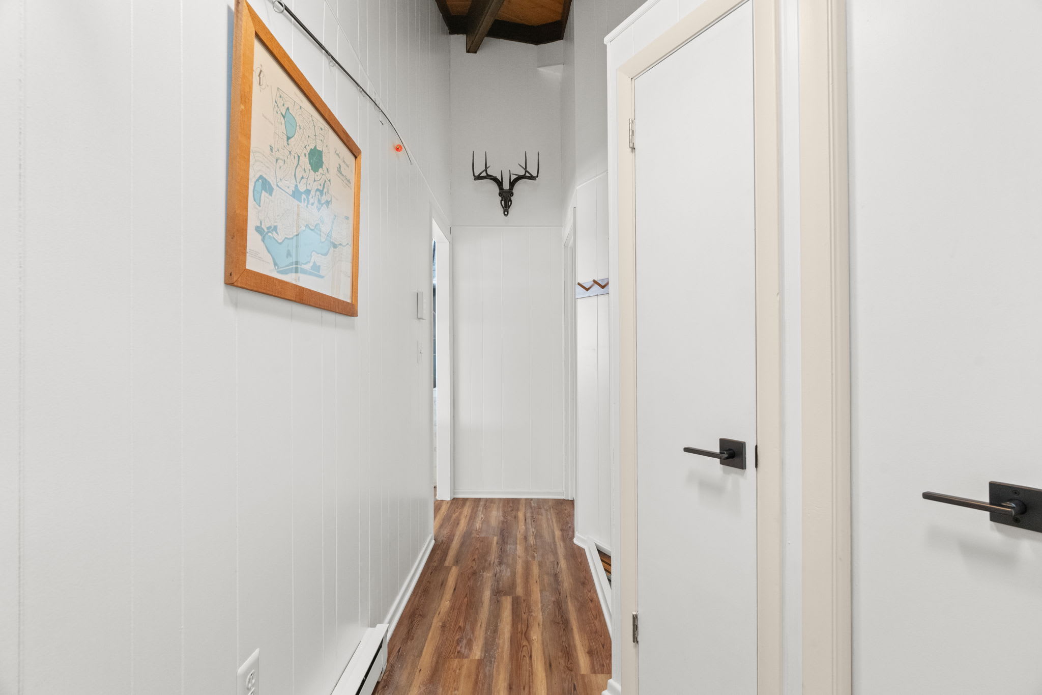 Bright entryway with natural light and woodland view at Lake Naomi Pocono Mountains cabin