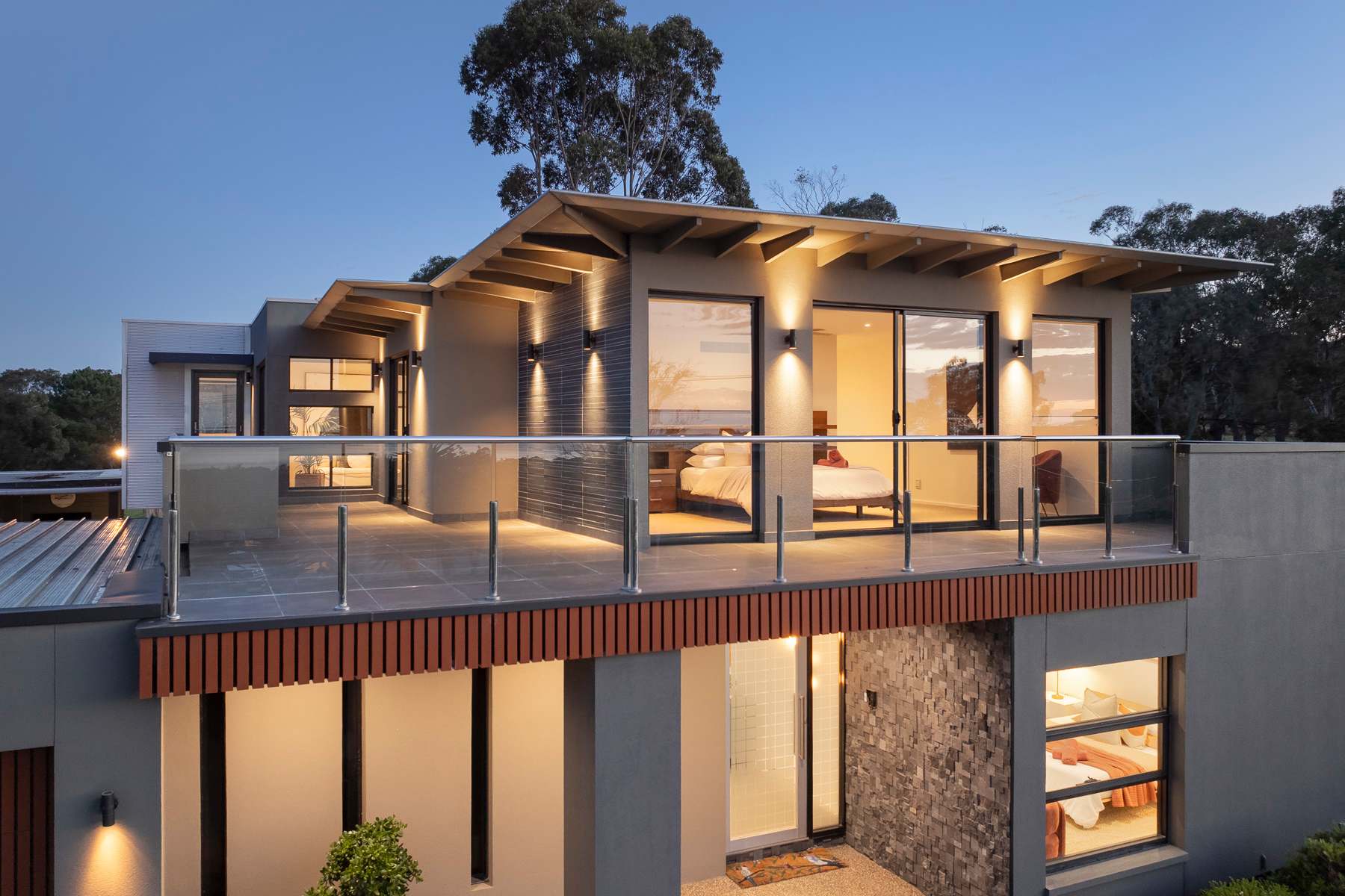 Front of house with balcony