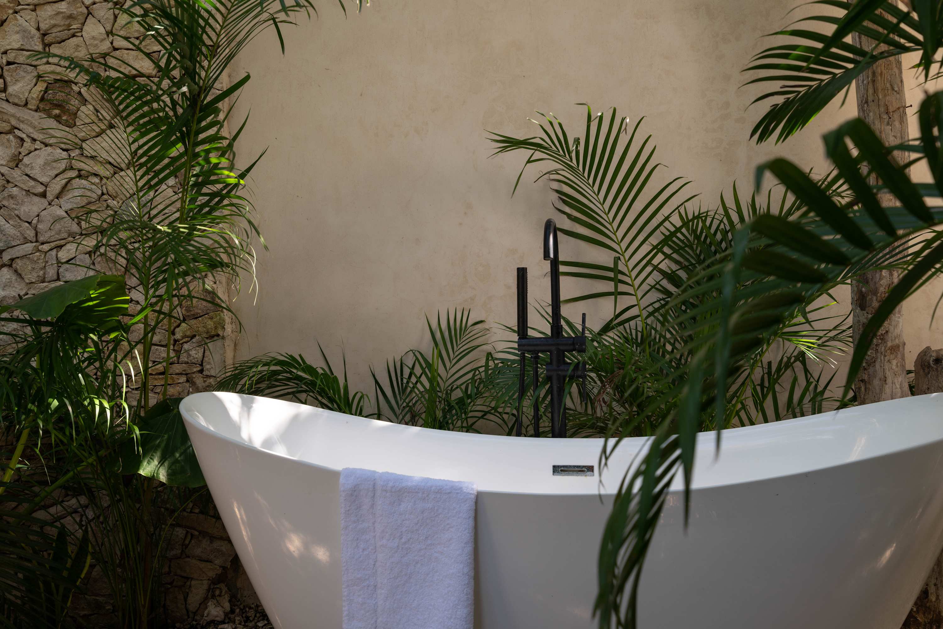 Beautiful and modern outdoor bathtub