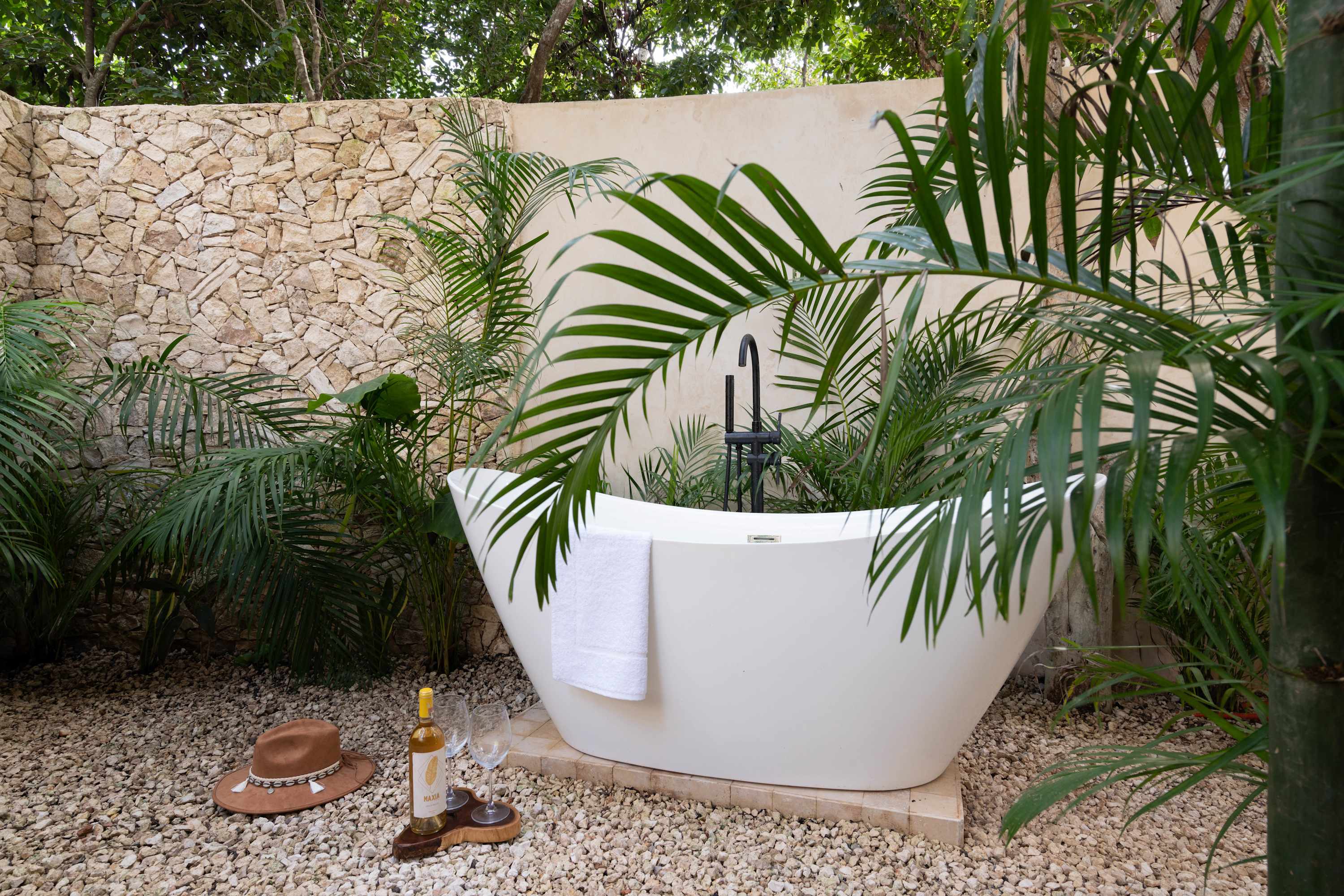 Beautiful and modern outdoor bathtub
