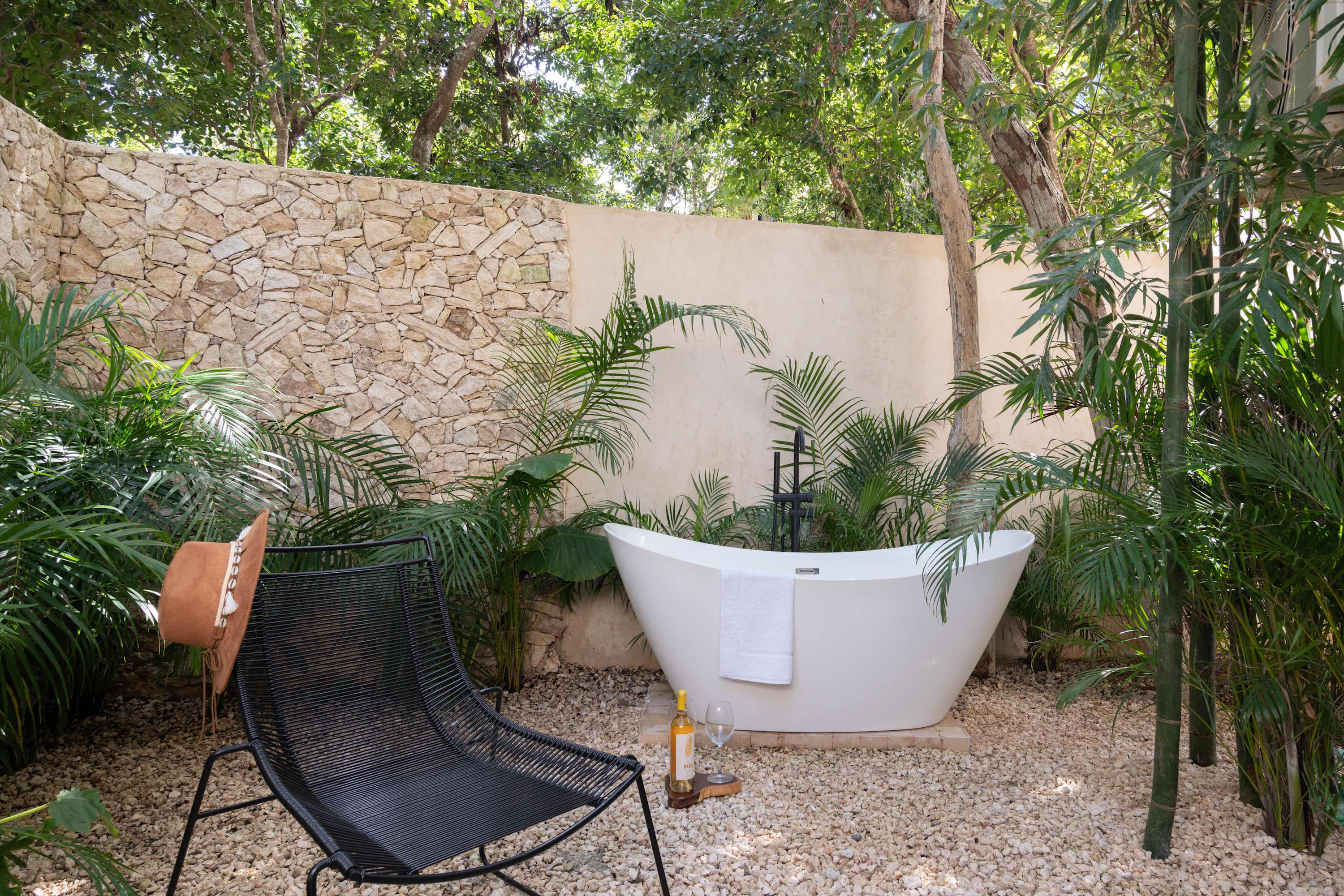 Beautiful and modern outdoor bathtub