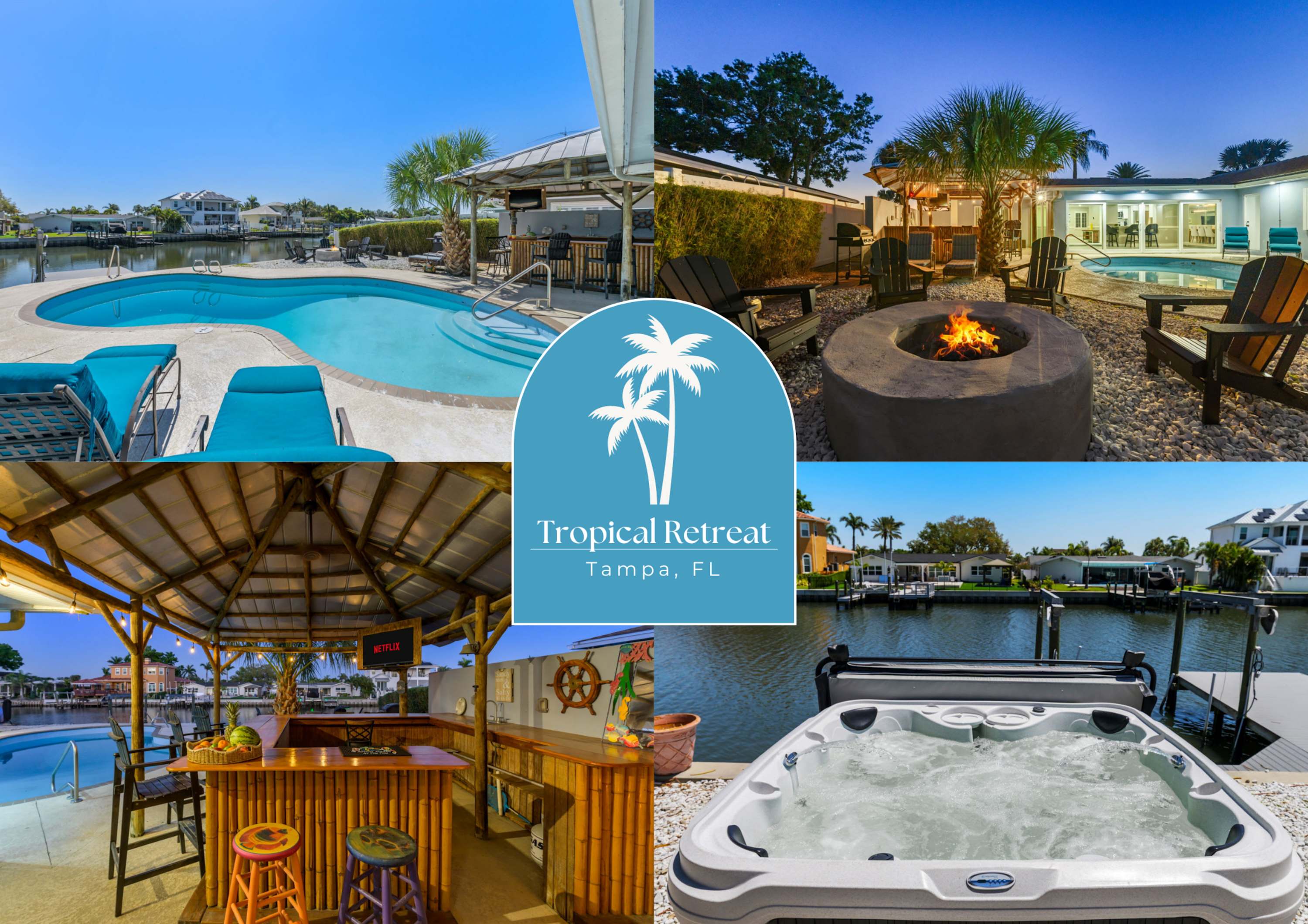 Sleeps 8! Tiki Bar~Pool~Hot Tub~Fire Pit — Tampa, FL — vacation rental