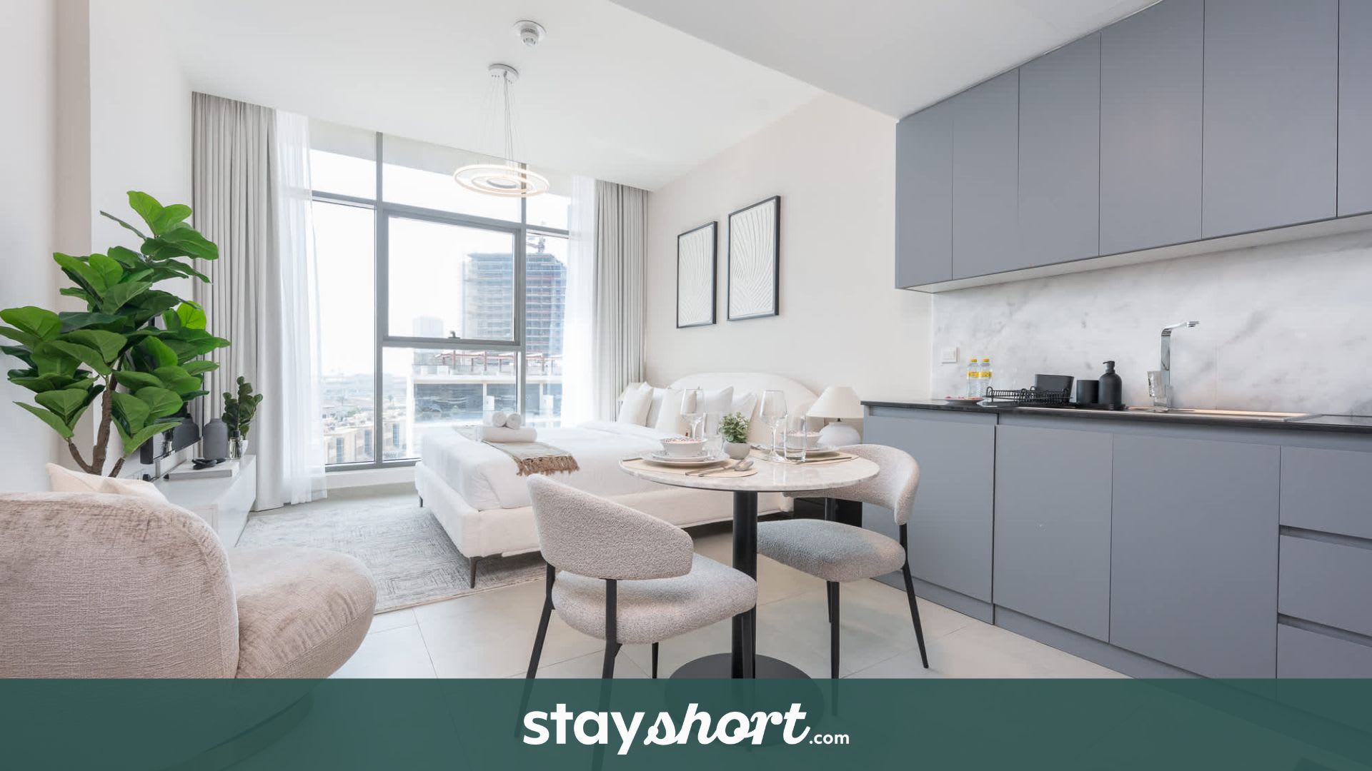Free housekeeping visits during your stay - StayShort - Stylish Modern Studio in Living Garden 2 — JVC, Dubai — vacation rental