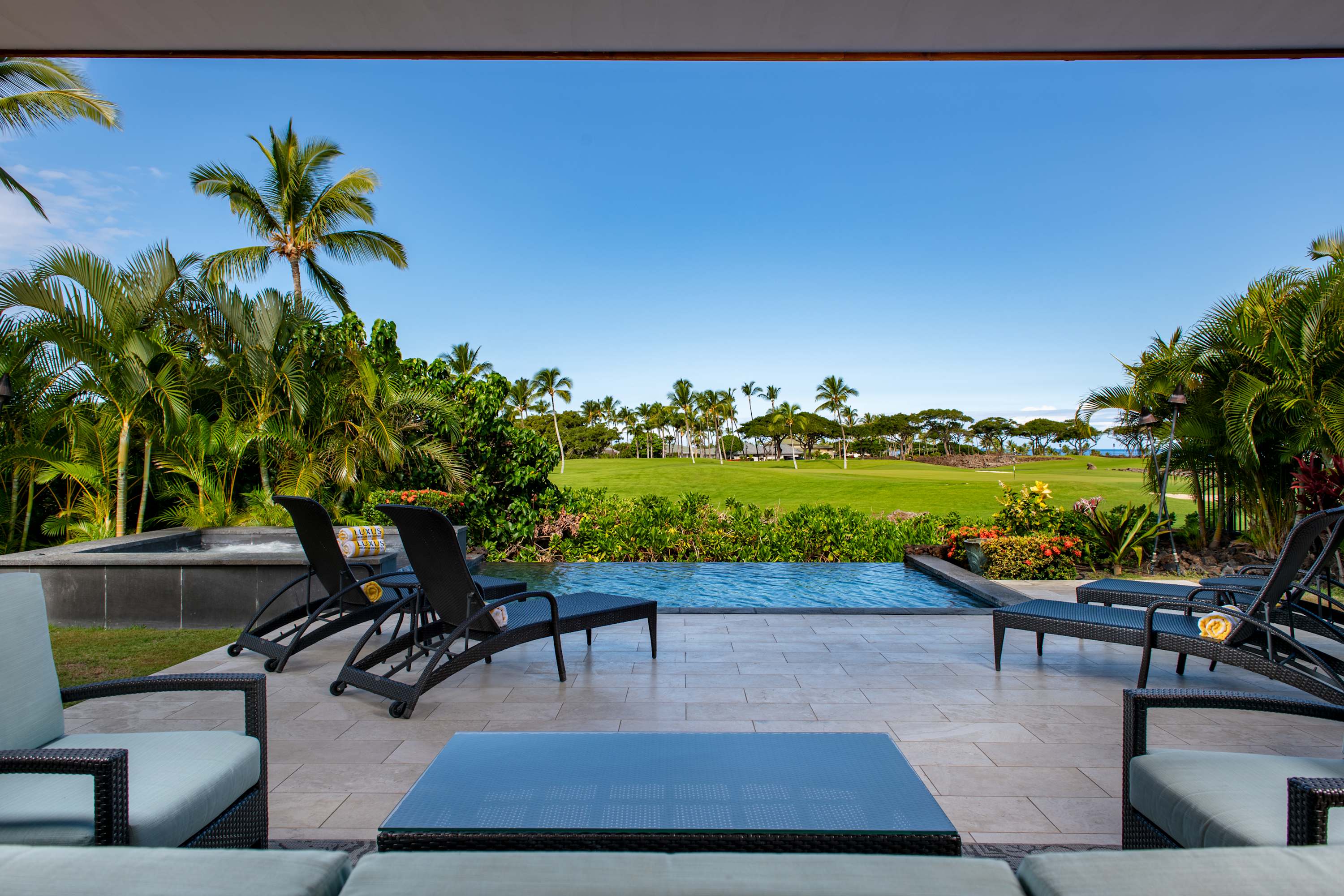 Lanai & Pool/Hot Tub | Hale Nanea at Residences of Laulea, Big Island, Hawaii, by Luxus Vacation Properties