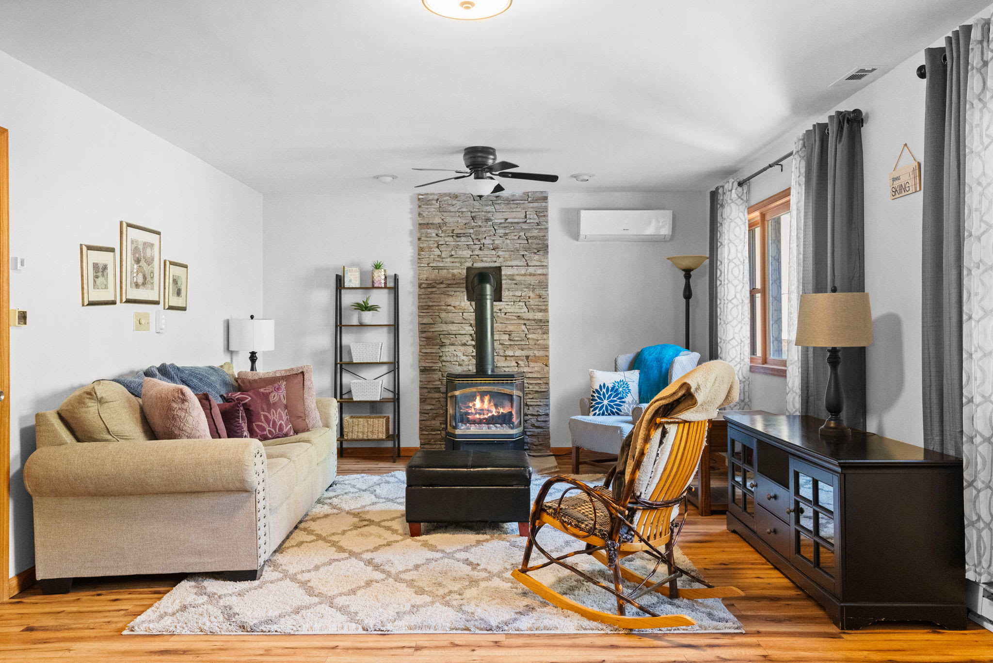 Comfortable living room seating area with side tables - cozy spot for reading and conversation