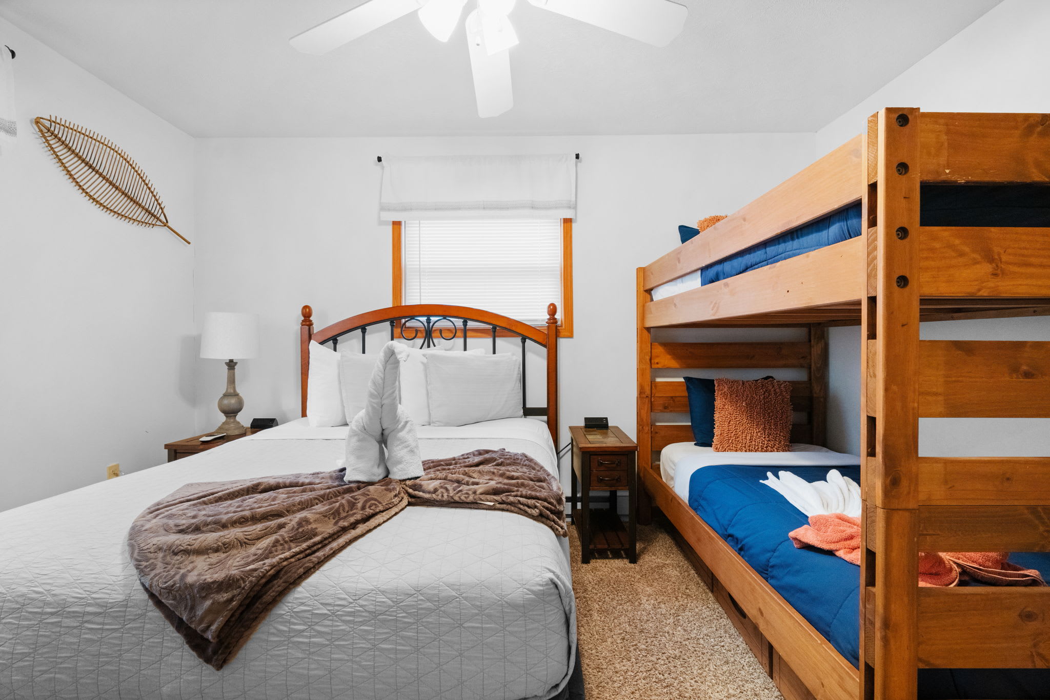 Third bedroom with twin beds in loft area - unique upstairs sleeping quarters