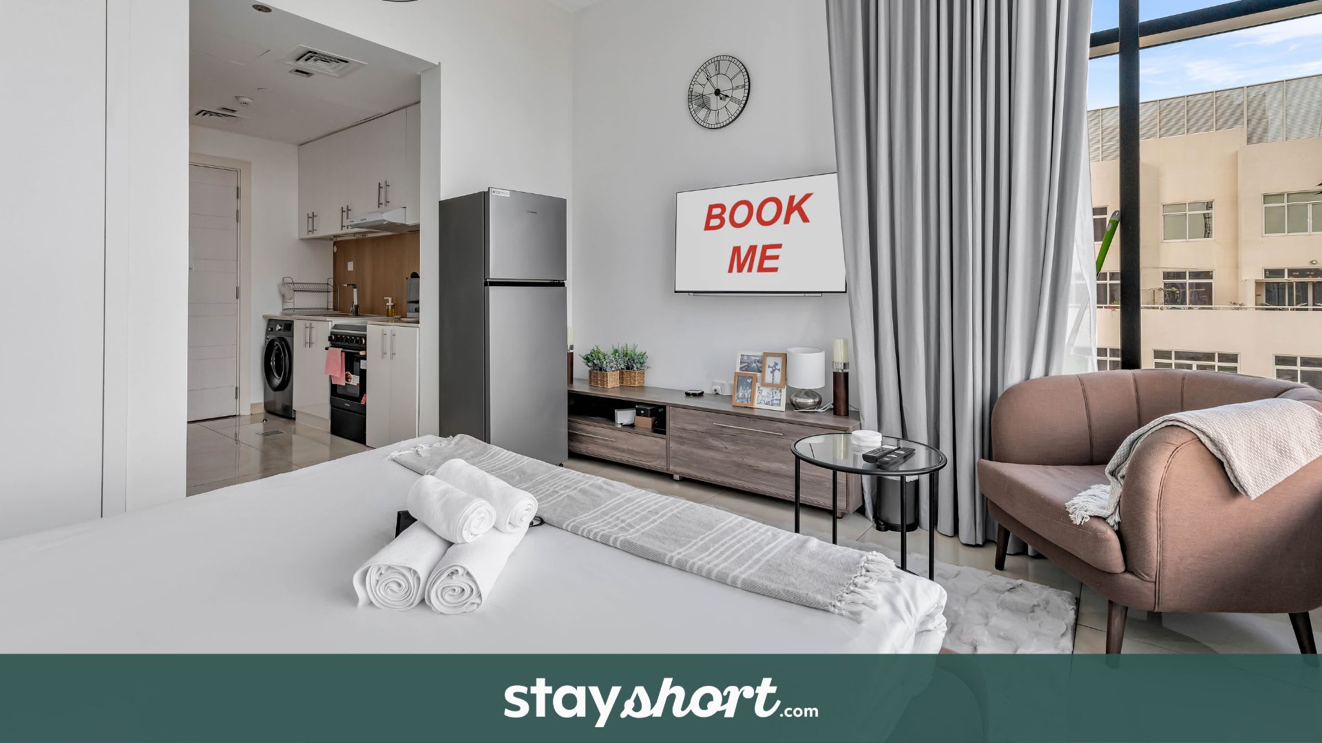 Free housekeeping visits during your stay - StayShort - Comfortable Studio Stay in Square Tower Ideal for 2 — JVC, Dubai — vacation rental
