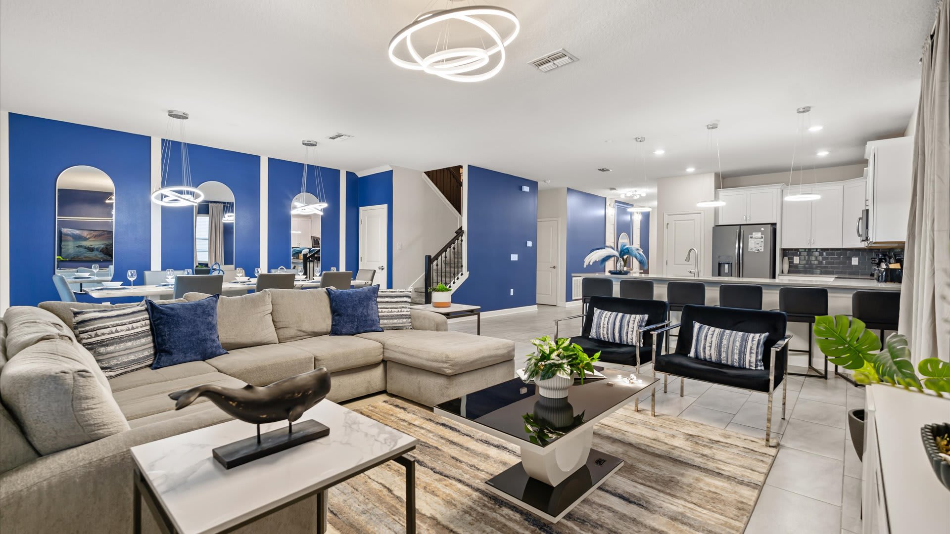 Group-friendly living room with modern furnishings 