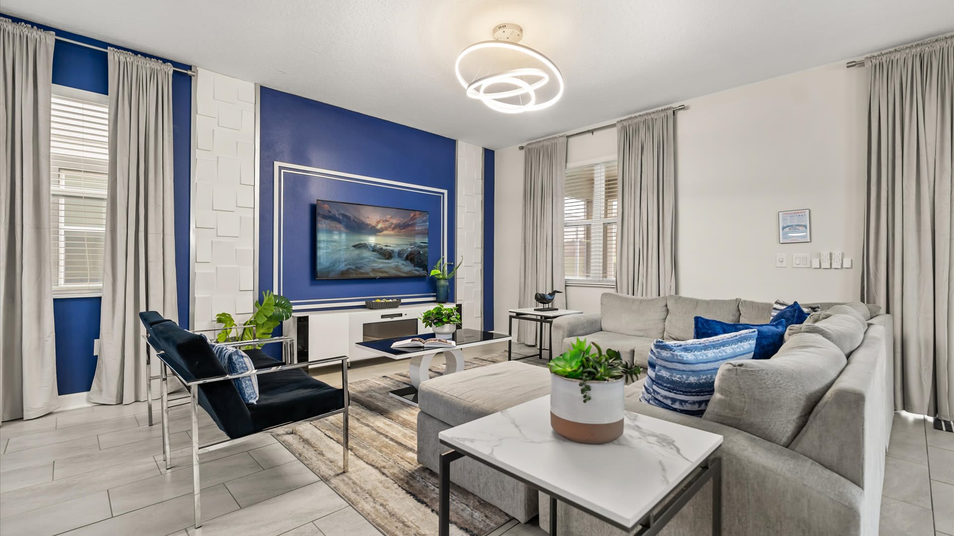 Group-friendly living room with modern furnishings 